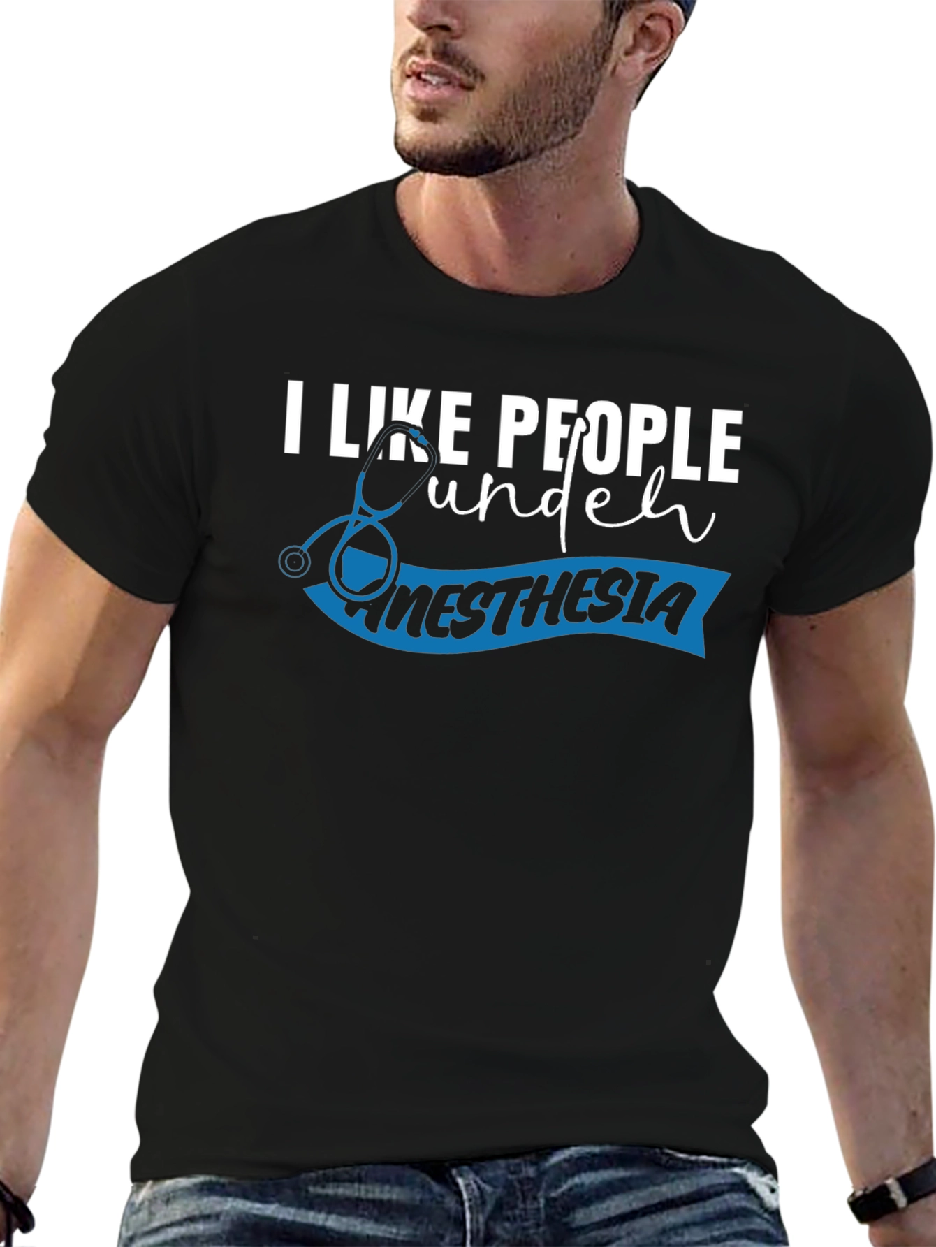 Black Anesthesia Humor T-Shirt for Medical Professionals view 6