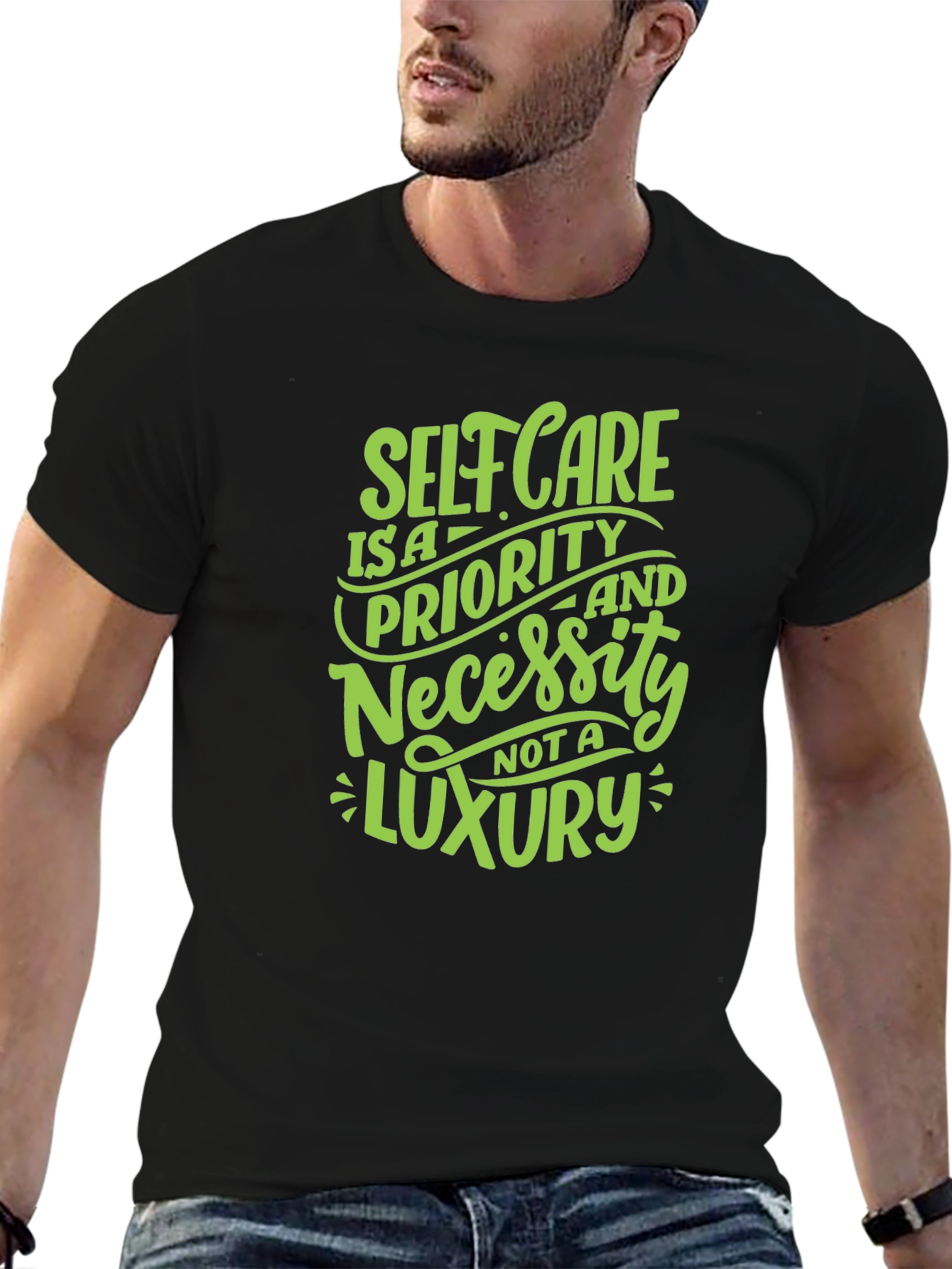 Black Self Care Priority Tee - Black Cotton Blend view 6