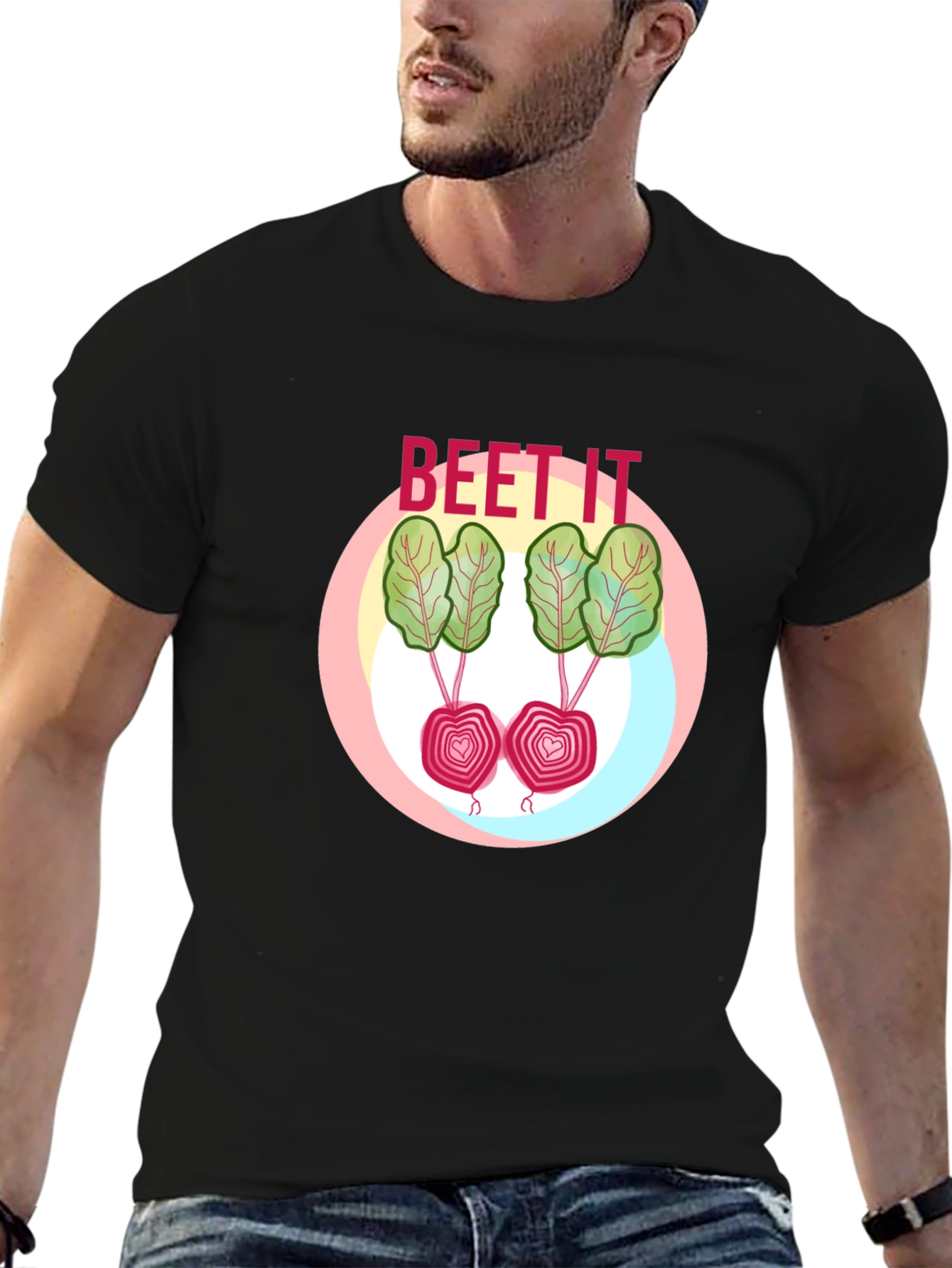Black Beet It Graphic T-Shirt - Funny Vegetable Pun Tee view 6