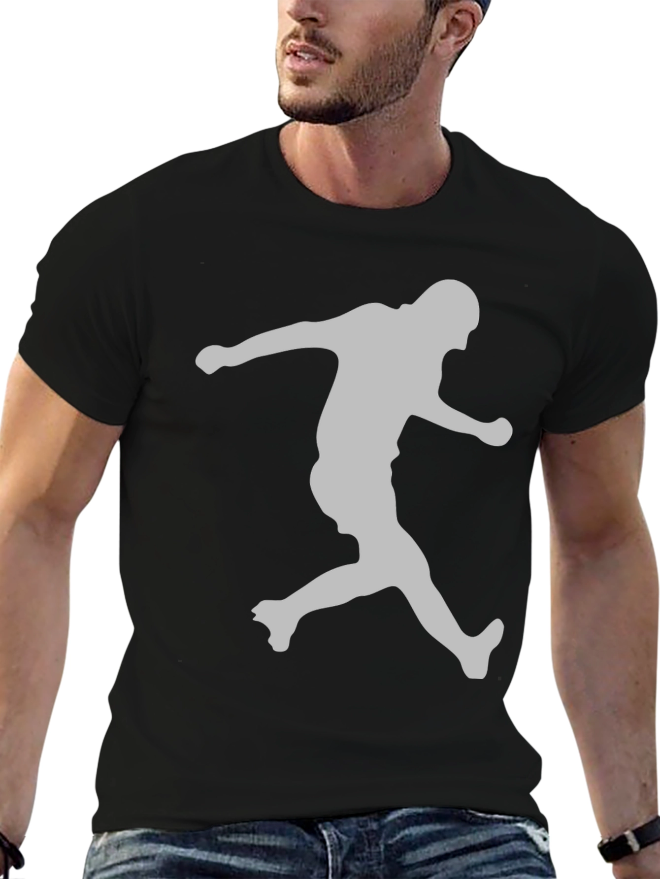 Black Men's Black Graphic Tee - Silhouette Print view 6