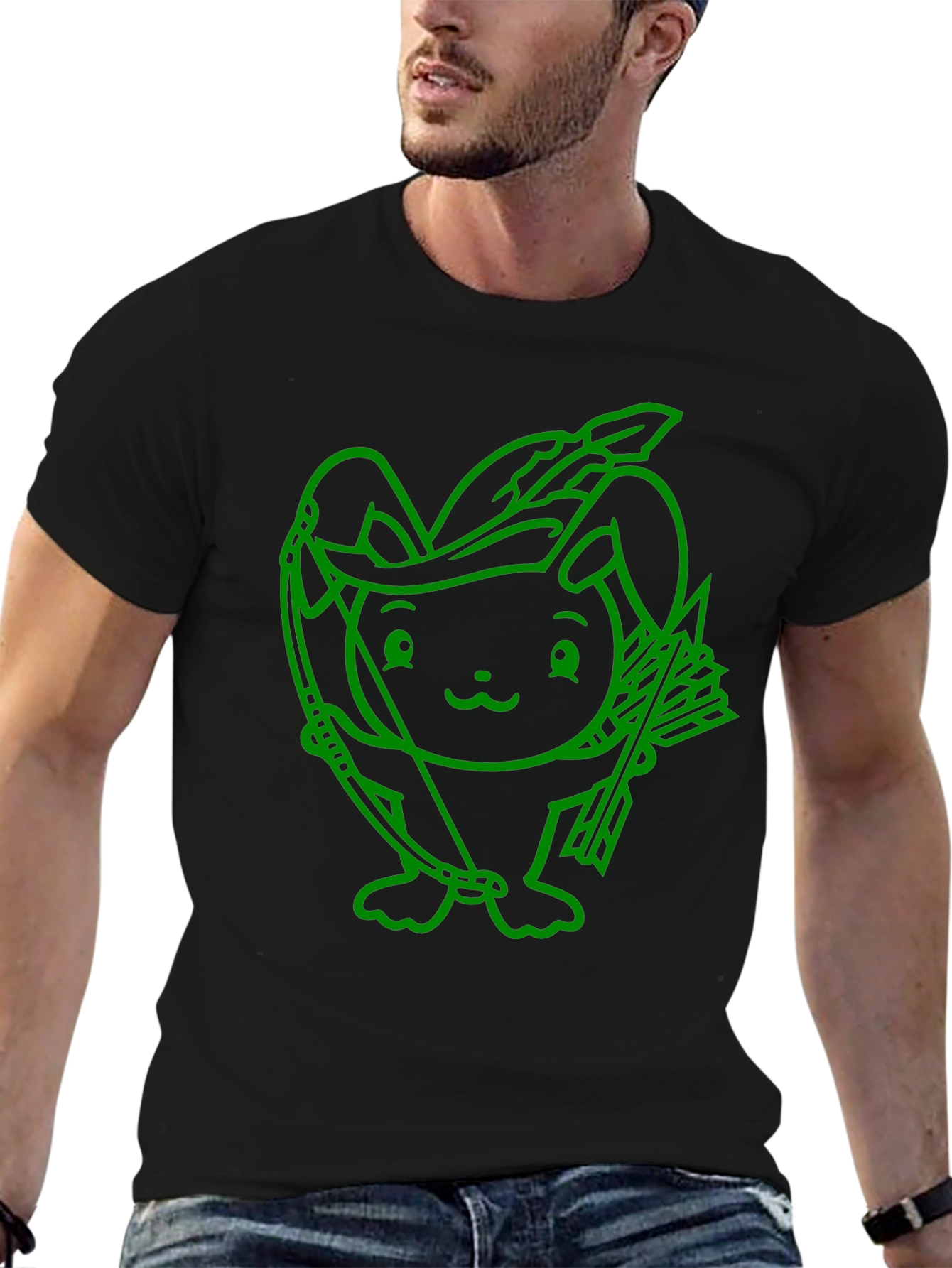 Black Robin Hood Bunny Graphic Tee view 6