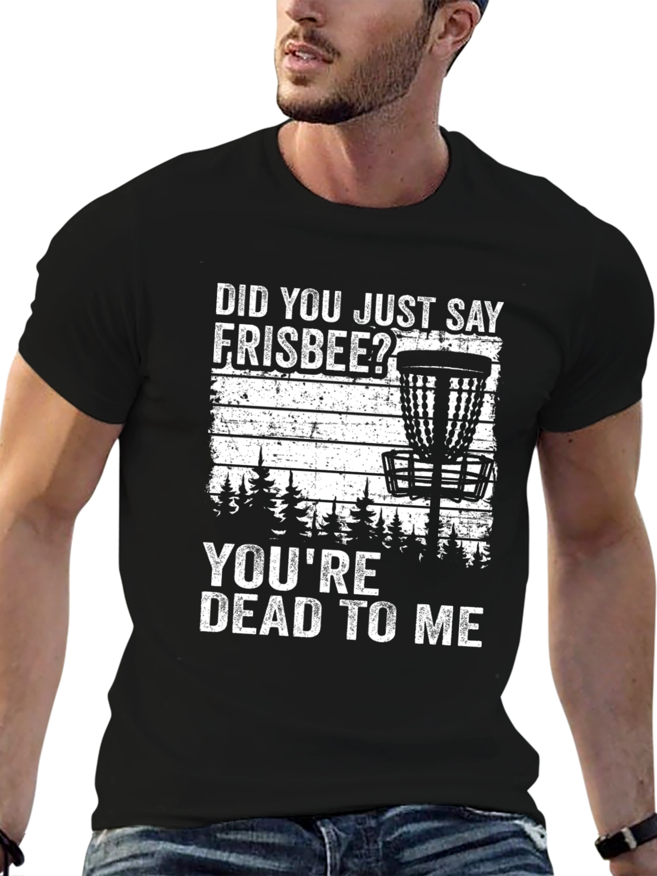 Black Funny Disc Golf T-Shirt - Frisbee Dead To Me view 6