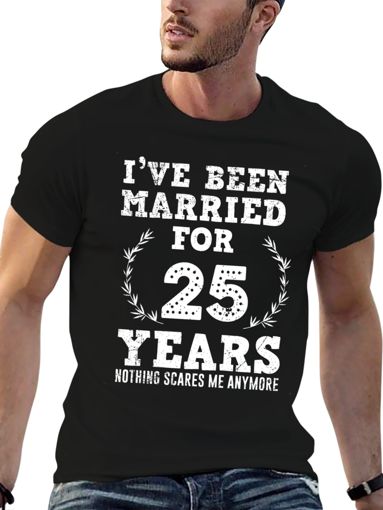 Black Married 25 Years Funny Graphic Tee view 6