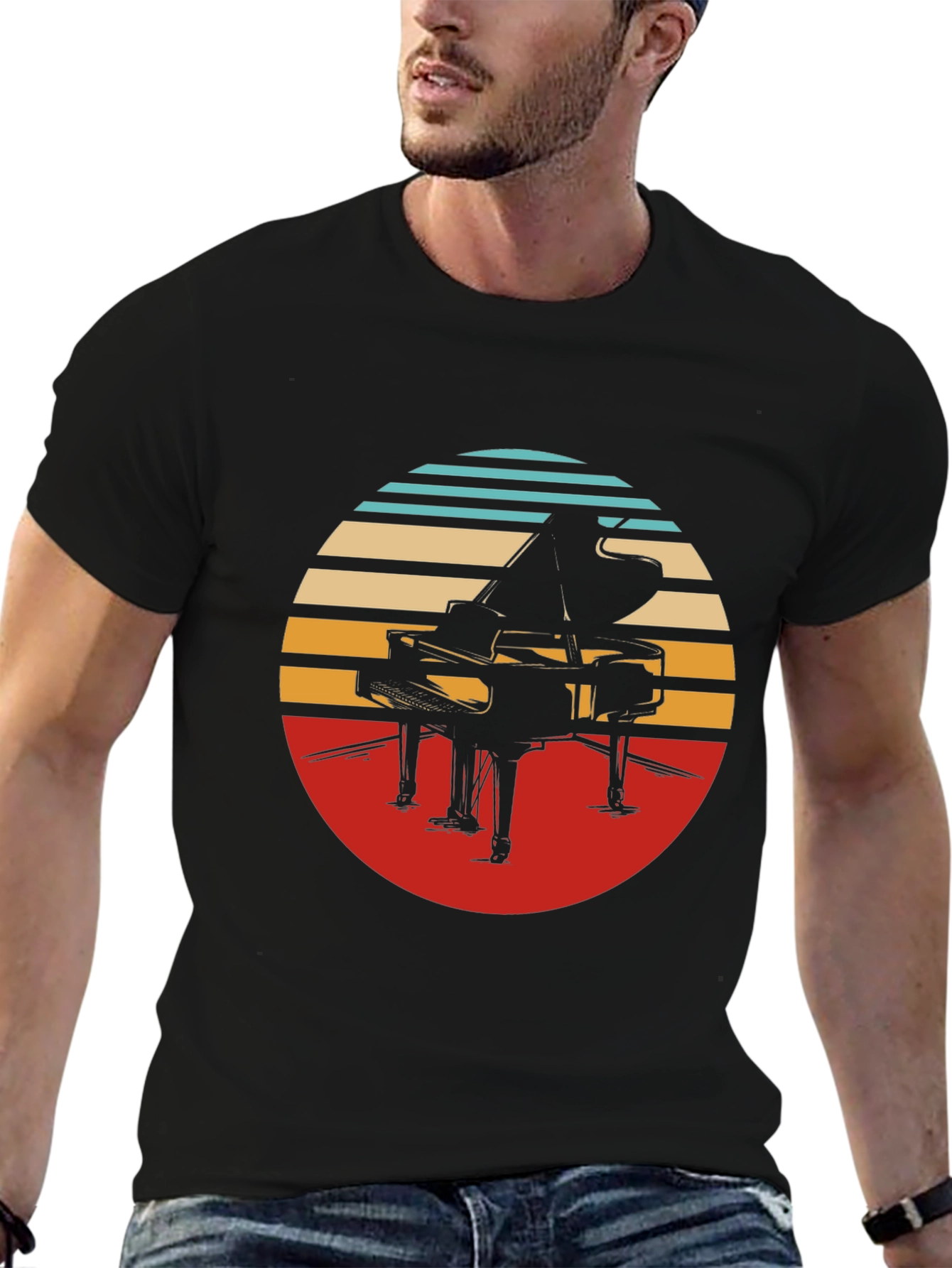 Retro Piano Graphic Tee - Stylish Comfort - 6
