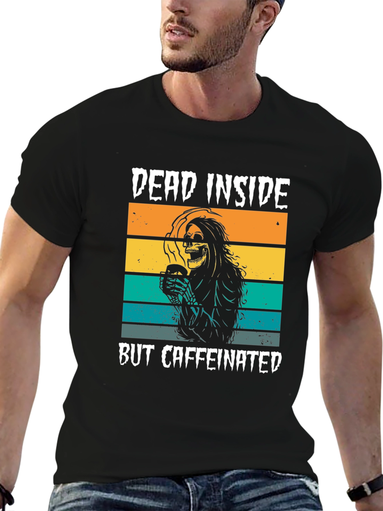 Black Dead Inside But Caffeinated Graphic Tee view 6