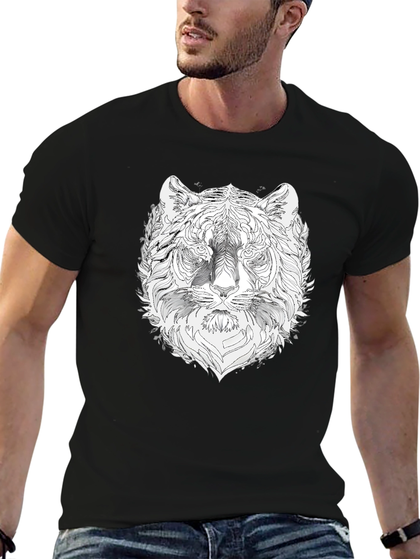 Black Tiger Graphic Black T-Shirt - Stylish Men's Tee view 6