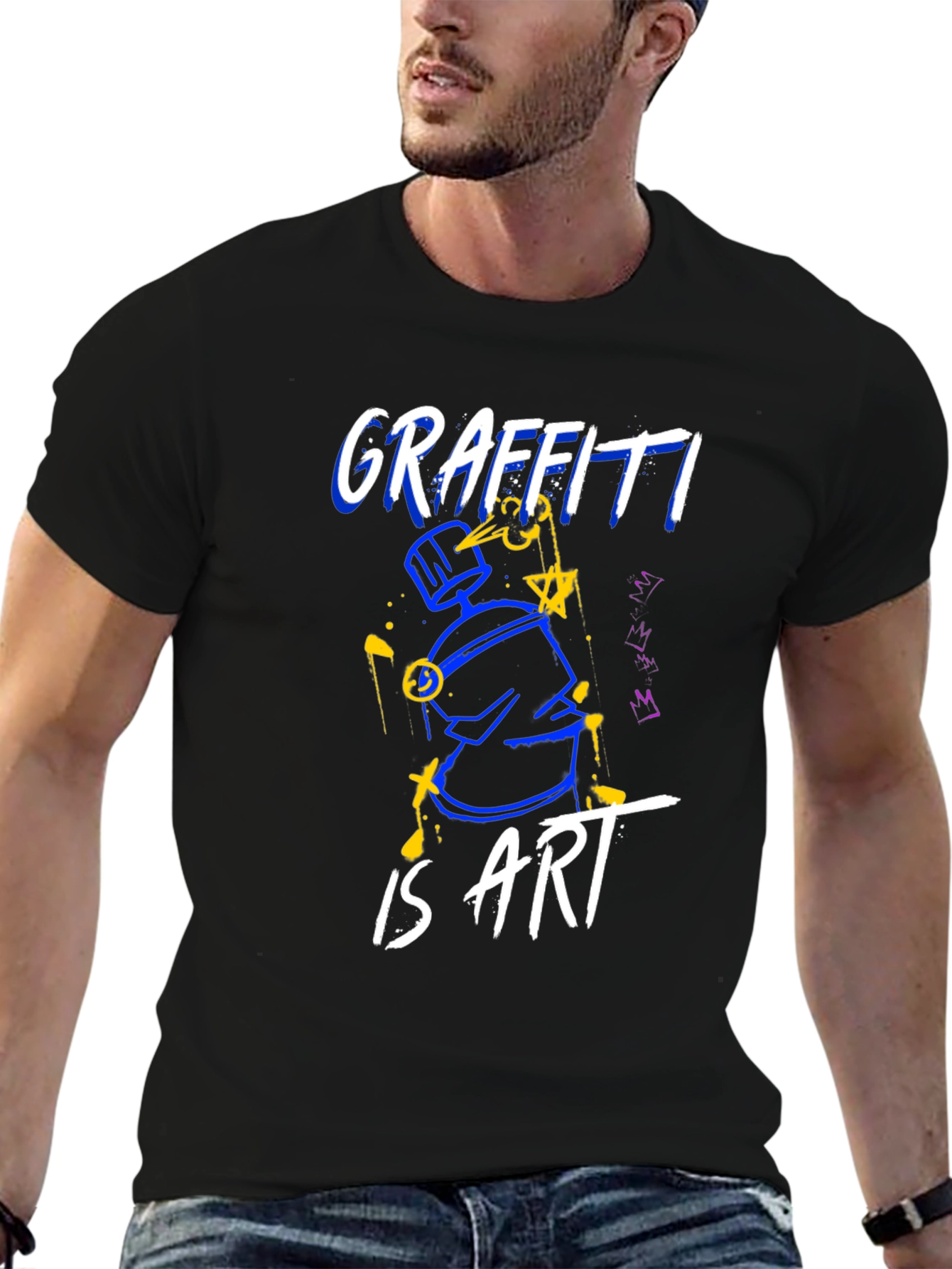 Black Graffiti Is Art Black Graphic Tee view 6