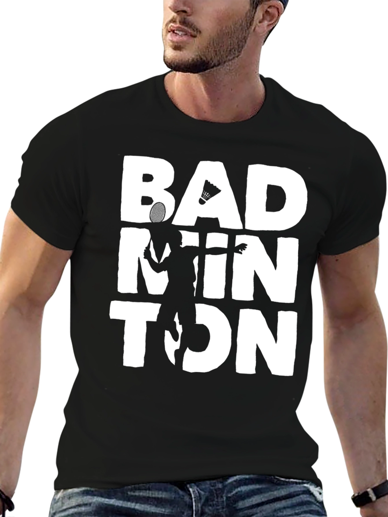Black Badminton Graphic Tee - Sporty Style view 6