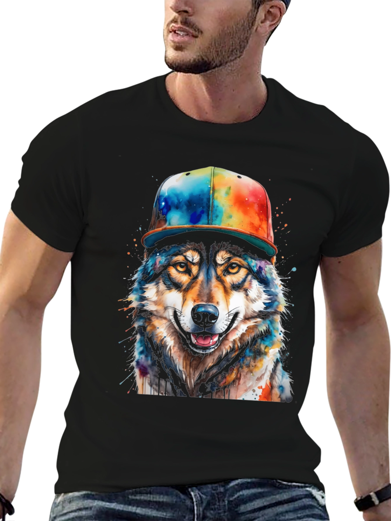 Black Wolf Graphic Tee - Men's Black T-Shirt view 6