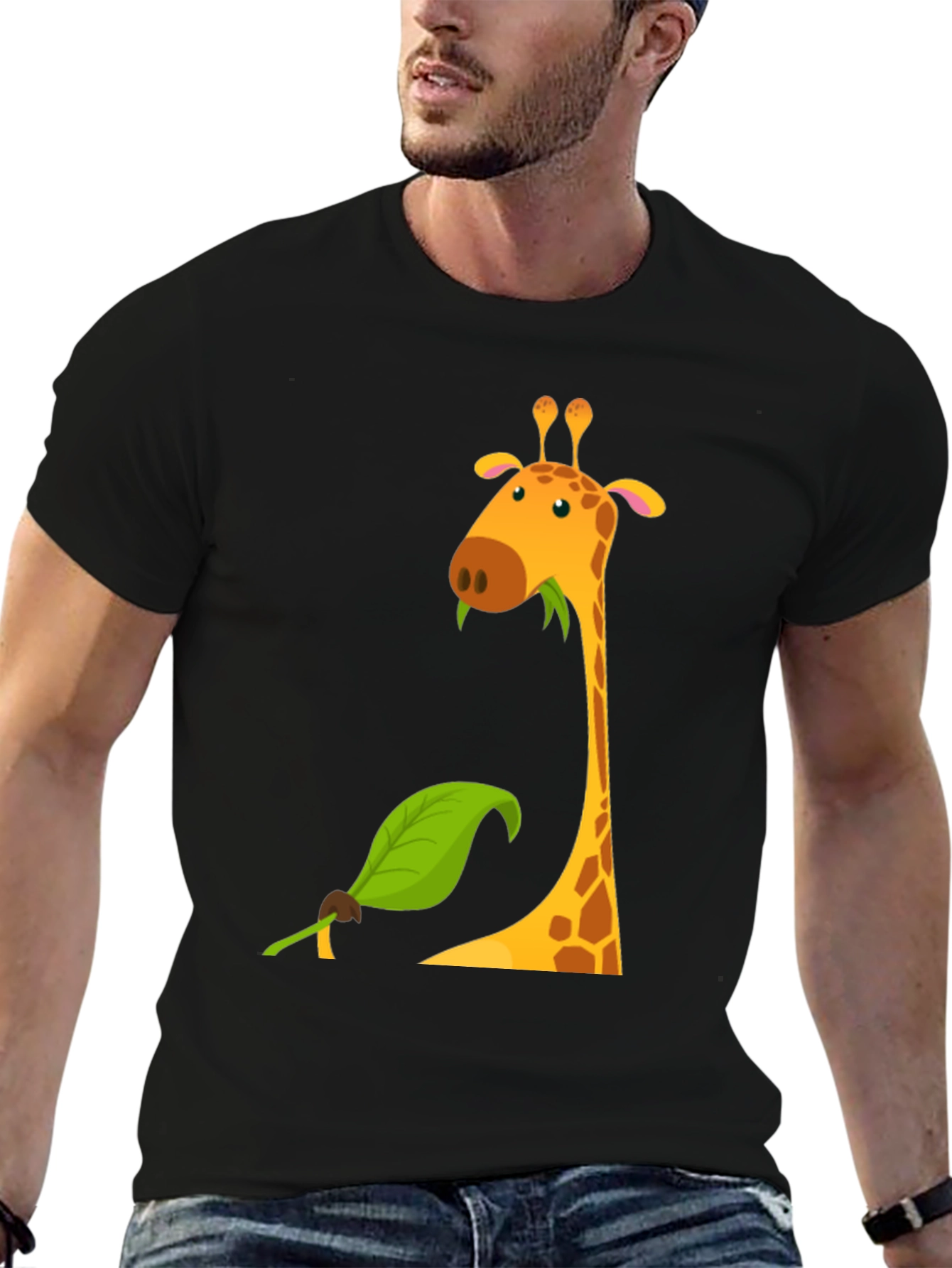 Black Giraffe Graphic Tee - Black Cotton Blend view 6