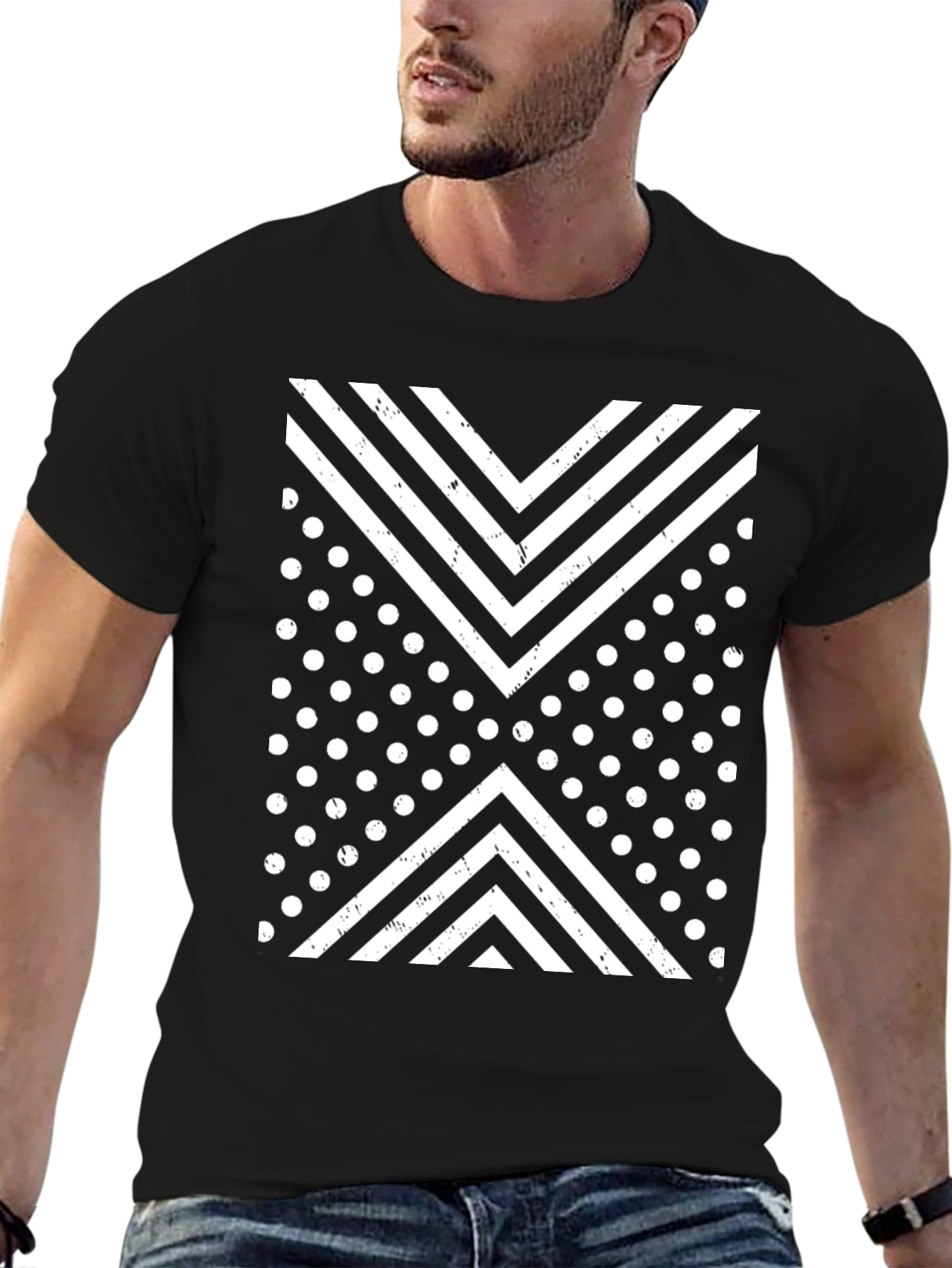 Black Geometric Graphic Tee view 6