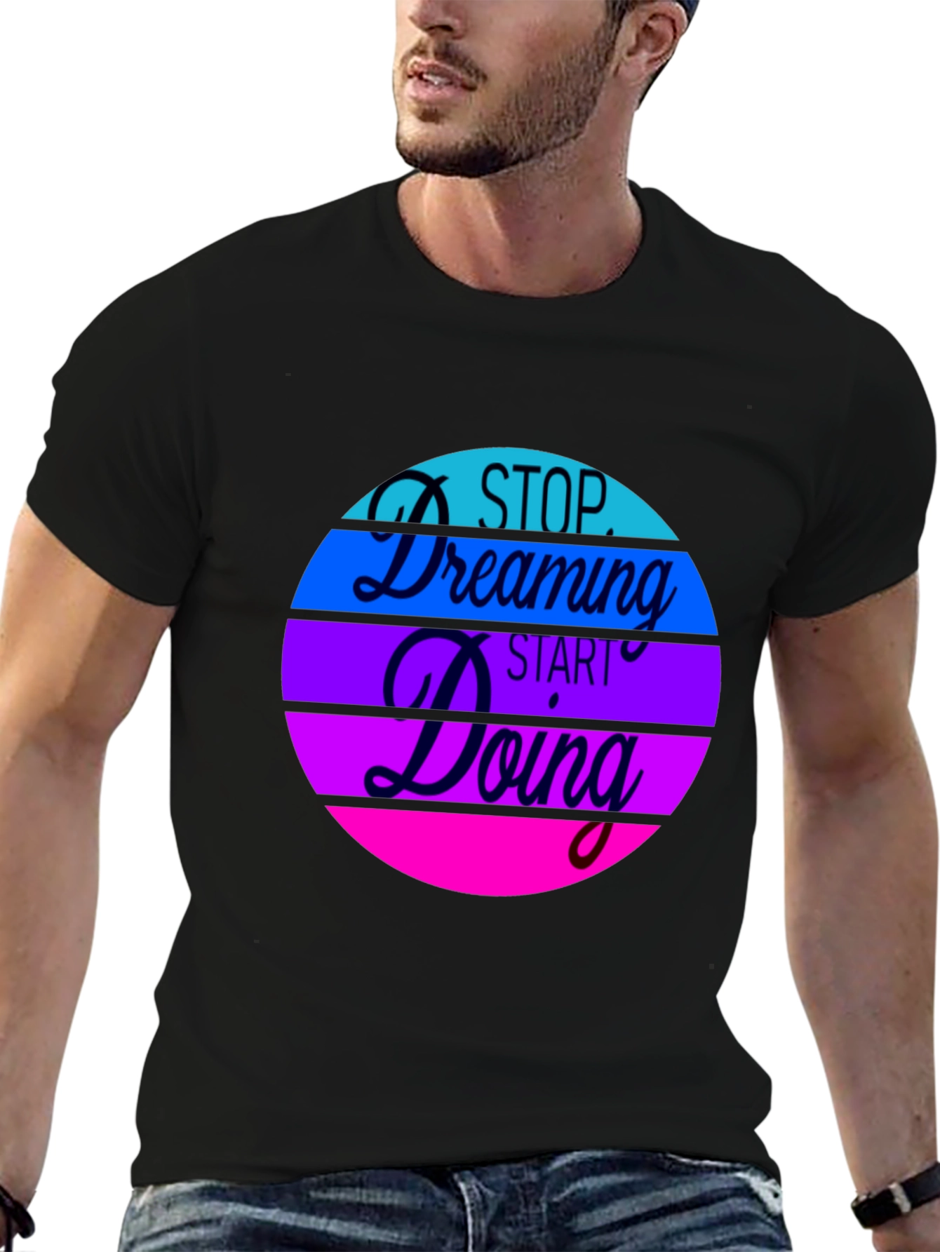 Black Inspirational Graphic Tee - Stop Dreaming Start Doing view 6