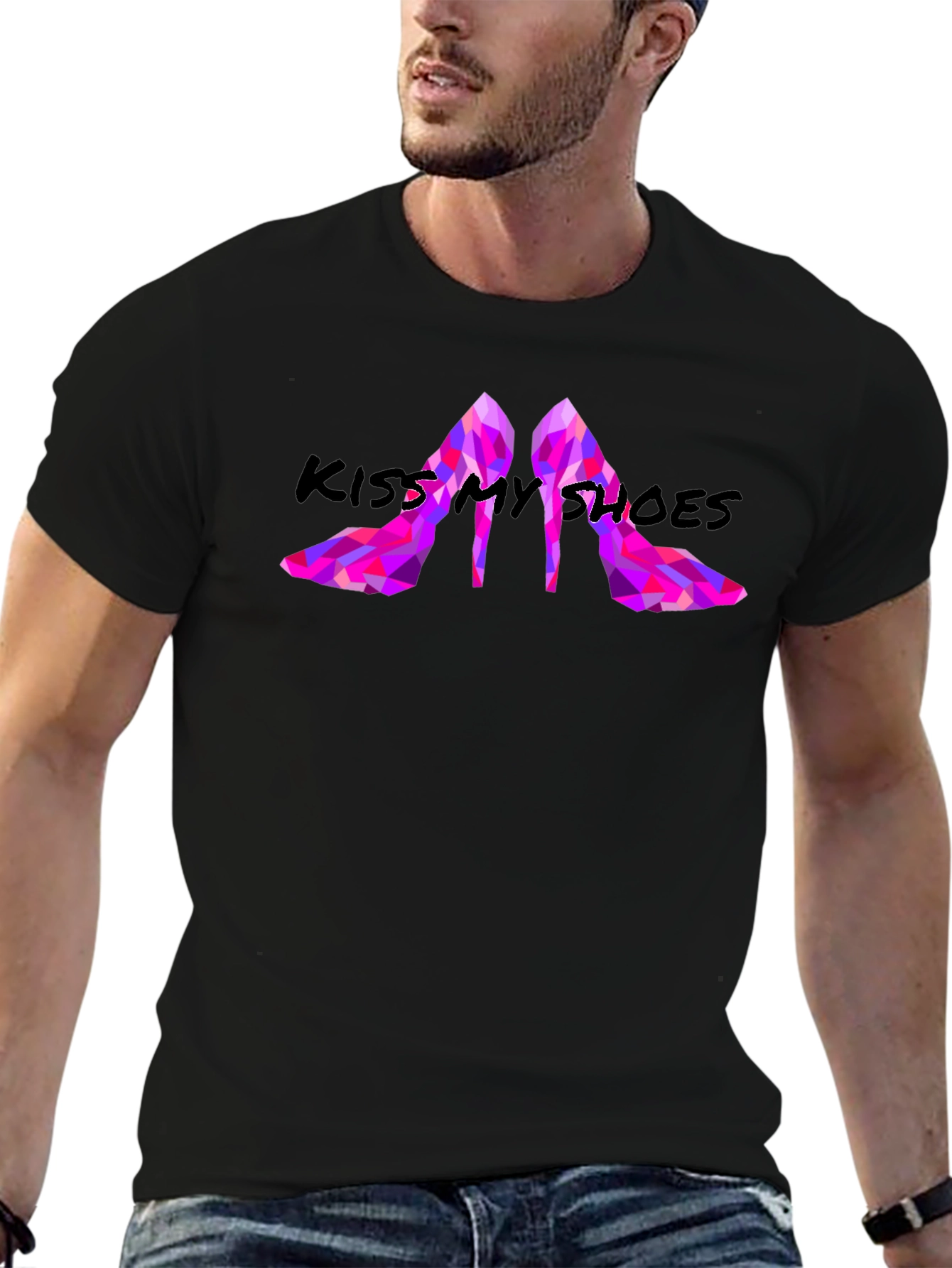 Black Kiss My Shoes Graphic Tee - Stylish & Bold view 6