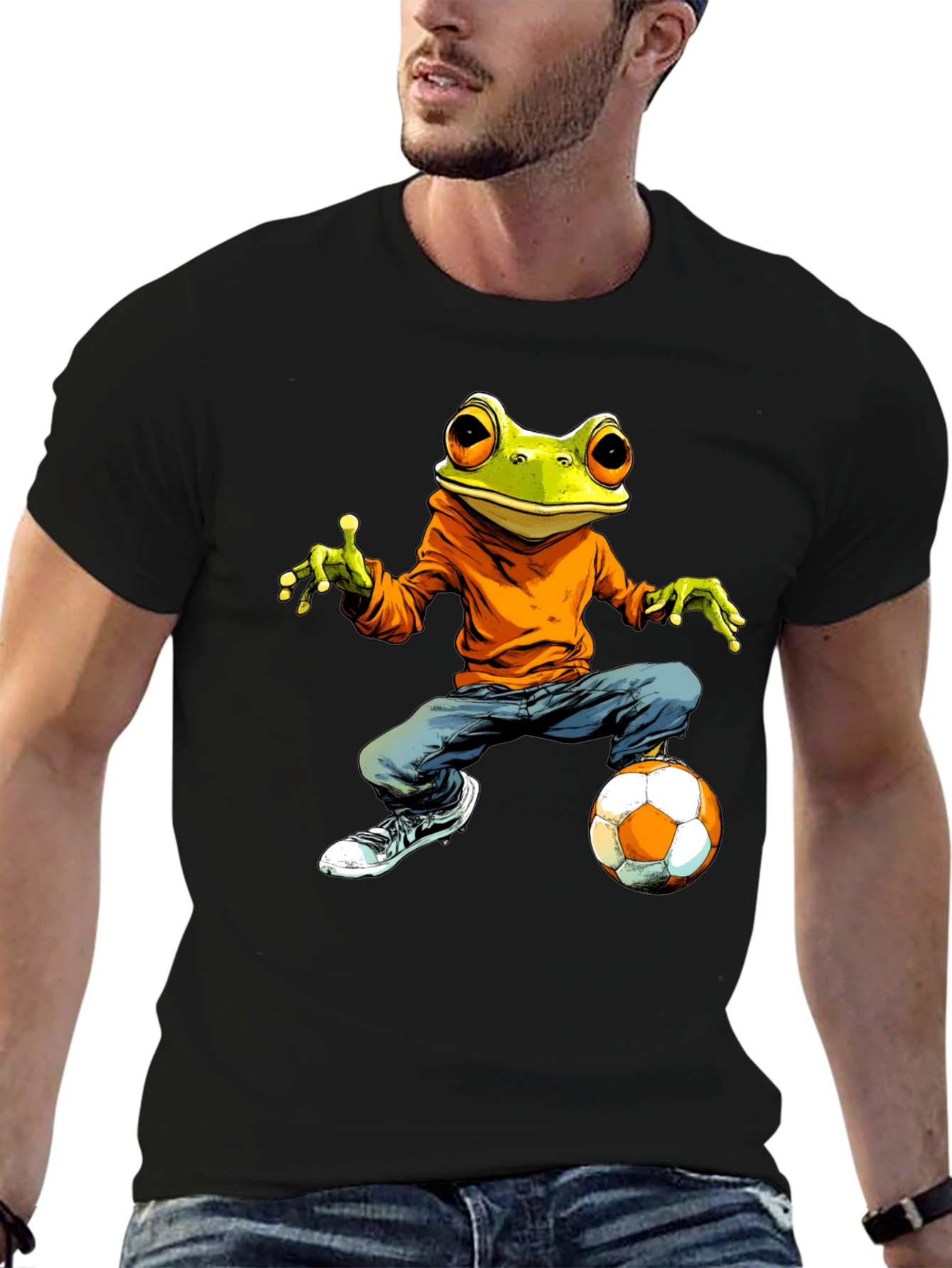 Black Frog Soccer Player Graphic Tee view 6