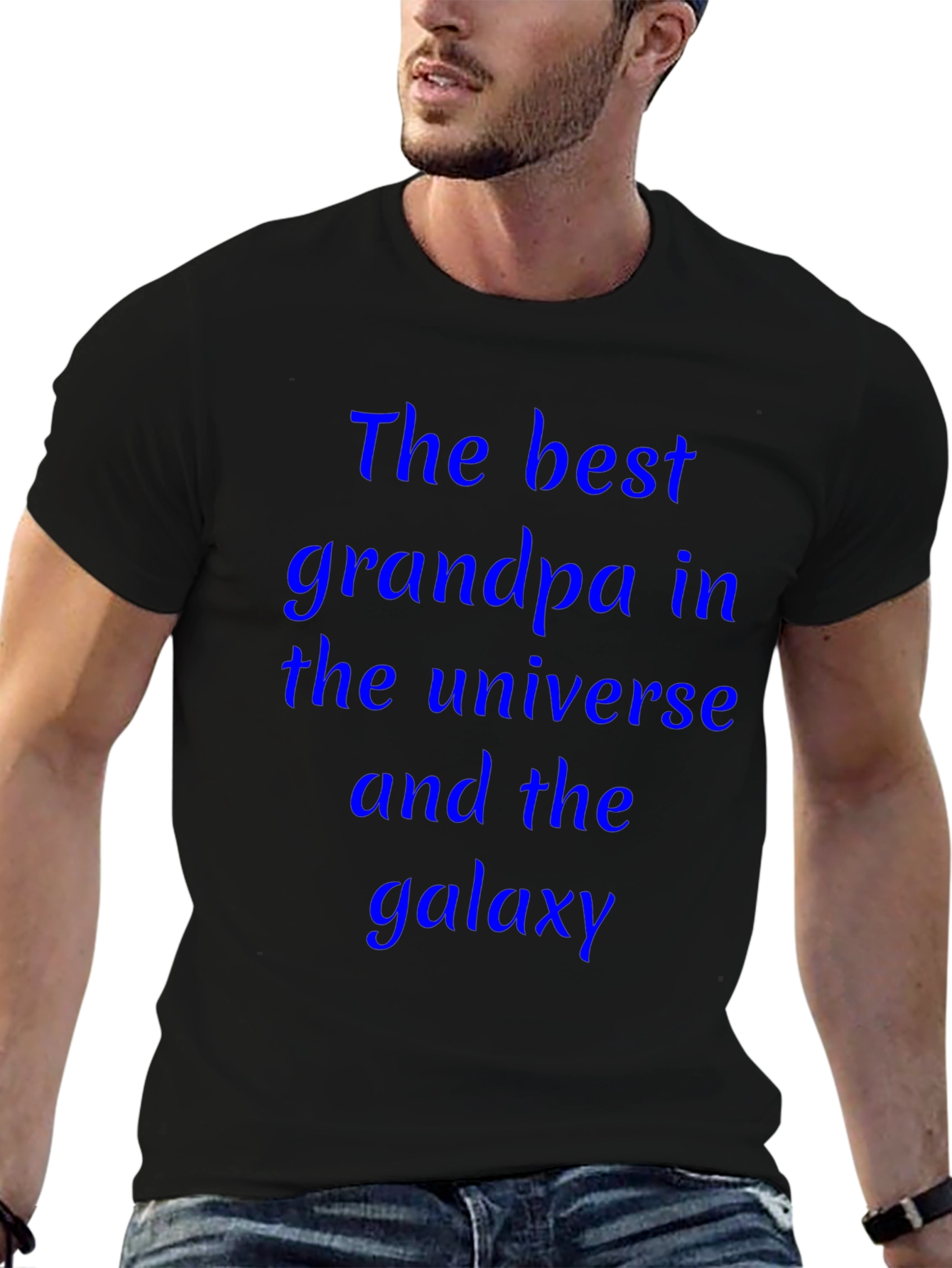 Black Best Grandpa T-Shirt: Universe and Galaxy Edition view 6