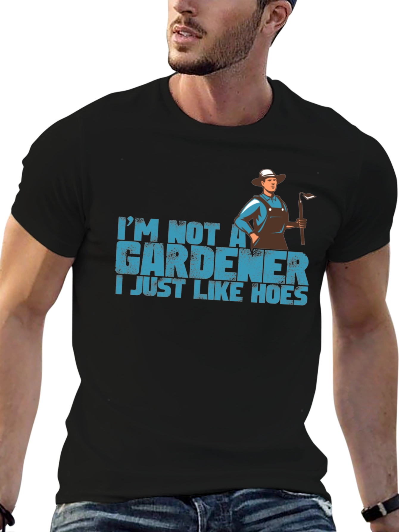 Black Funny Gardener T-Shirt - I Just Like Hoes view 6