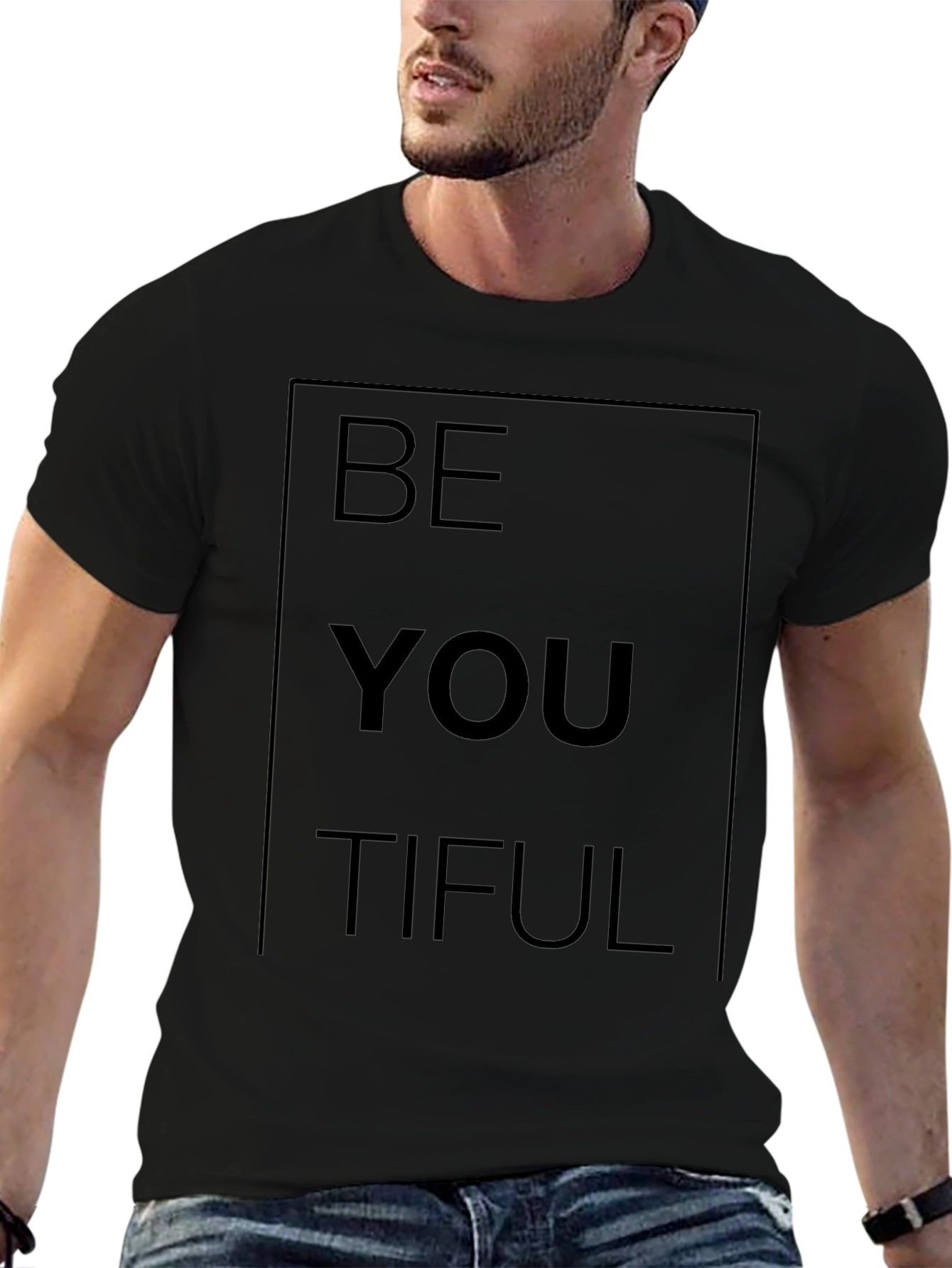 Black Be You Tiful Graphic Tee - Black Casual Shirt view 6
