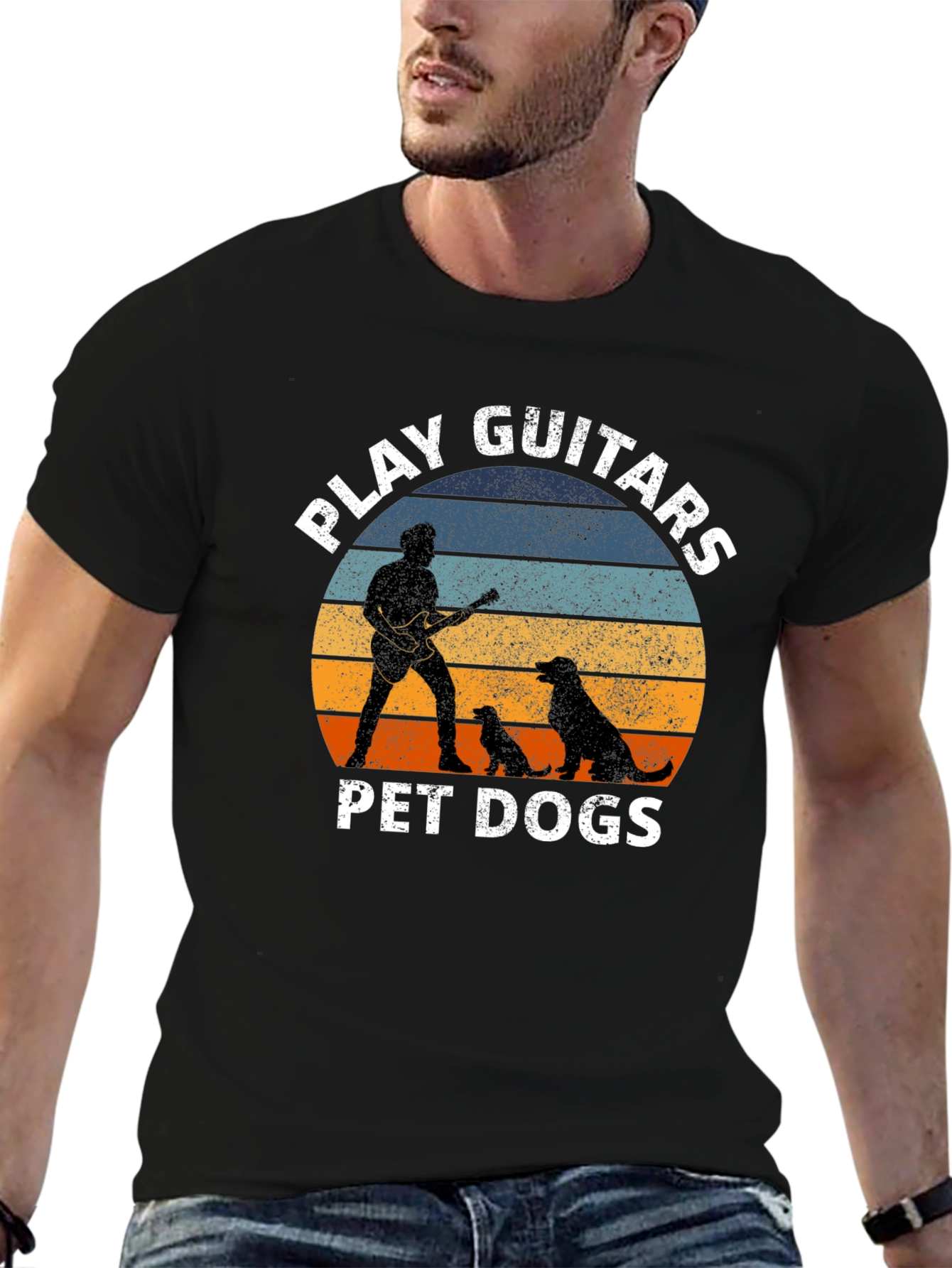 Black Play Guitars Pet Dogs Graphic Tee view 6