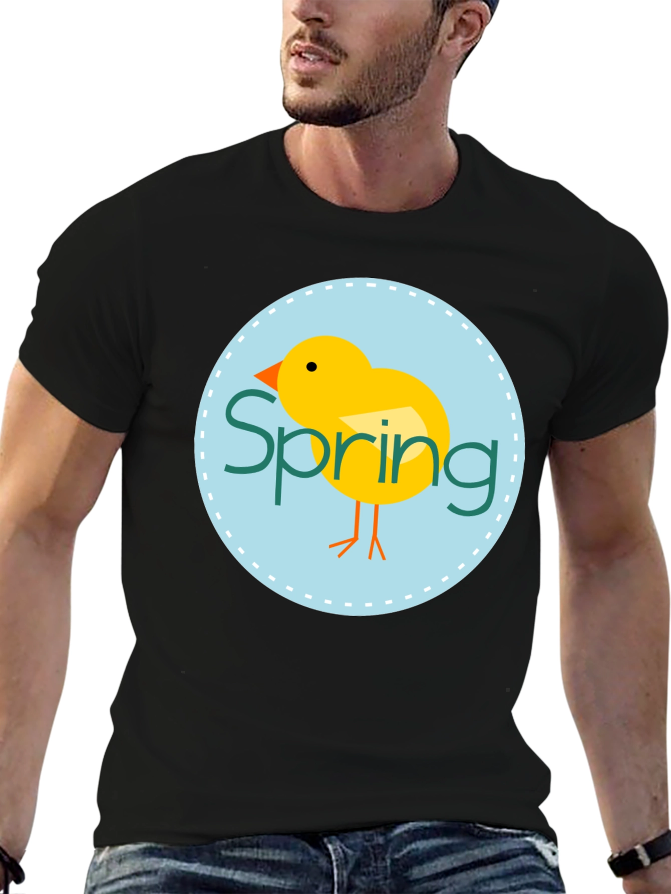 Black Spring Chick Graphic Tee - Unisex Black T-Shirt view 6