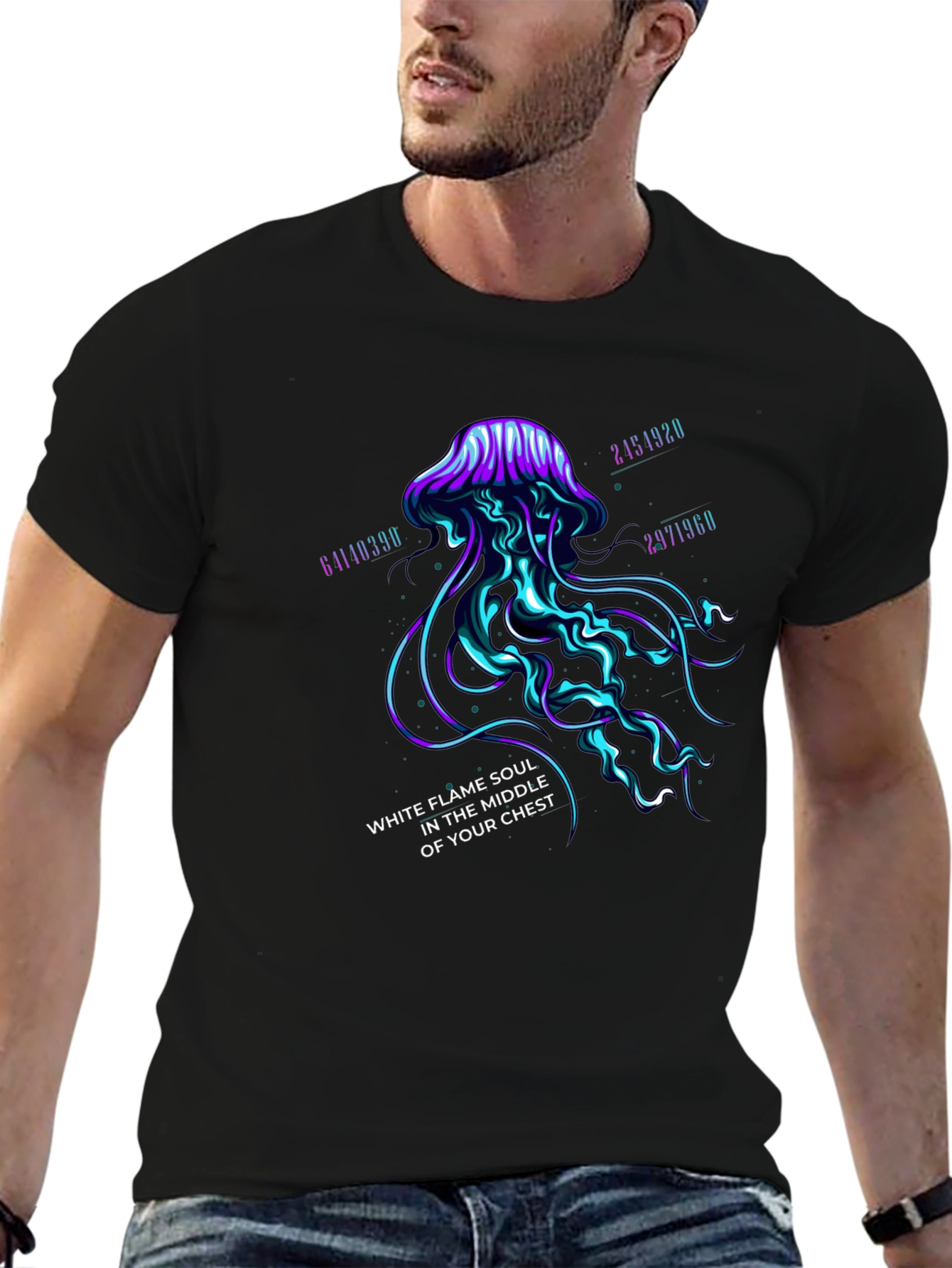 Black Mystic Jellyfish Graphic Tee - White Flame Soul Shirt view 6