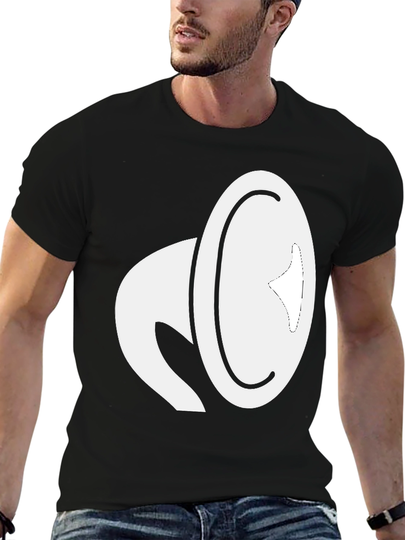Black Cool Graphic Tee - White Megaphone Design view 6