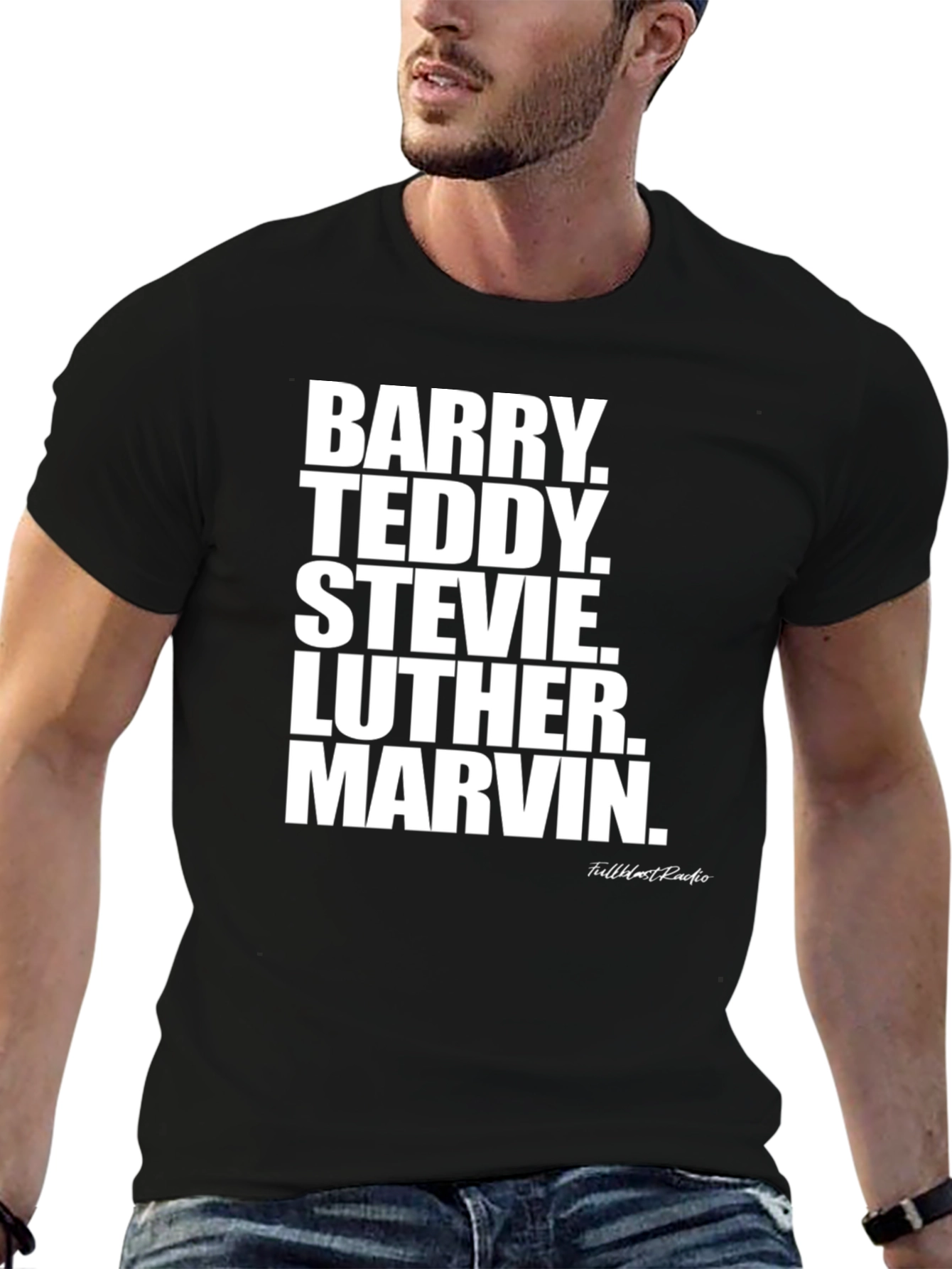 Black Barry Teddy Stevie Luther Marvin T-Shirt view 6