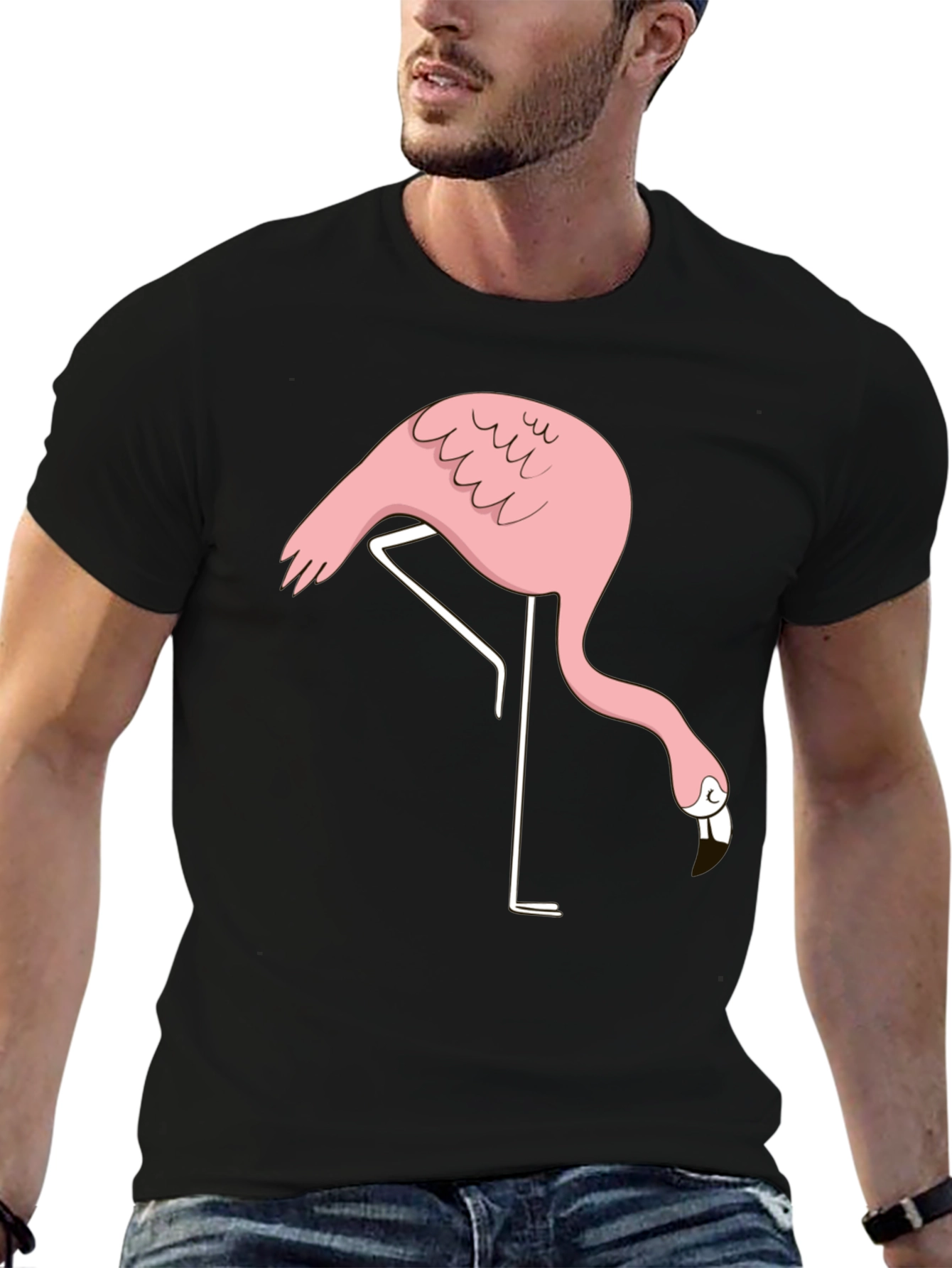 Black Black Flamingo Graphic Tee - Quirky Casual Style view 6