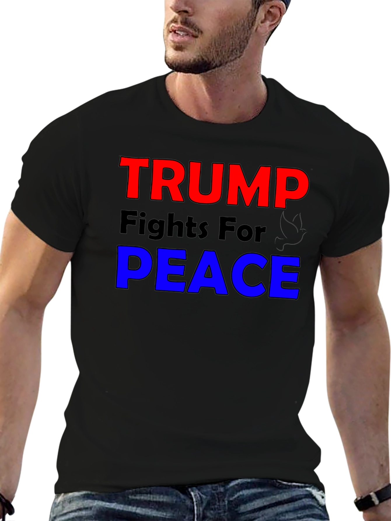 Black Trump Fights for Peace Graphic T-Shirt view 6