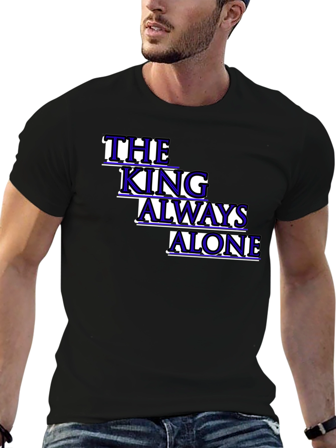 Black The King Always Alone Graphic Tee view 6