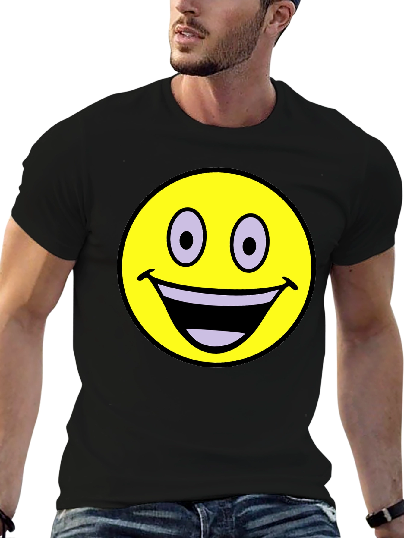 Black Smiley Face Graphic T-Shirt - Black view 6
