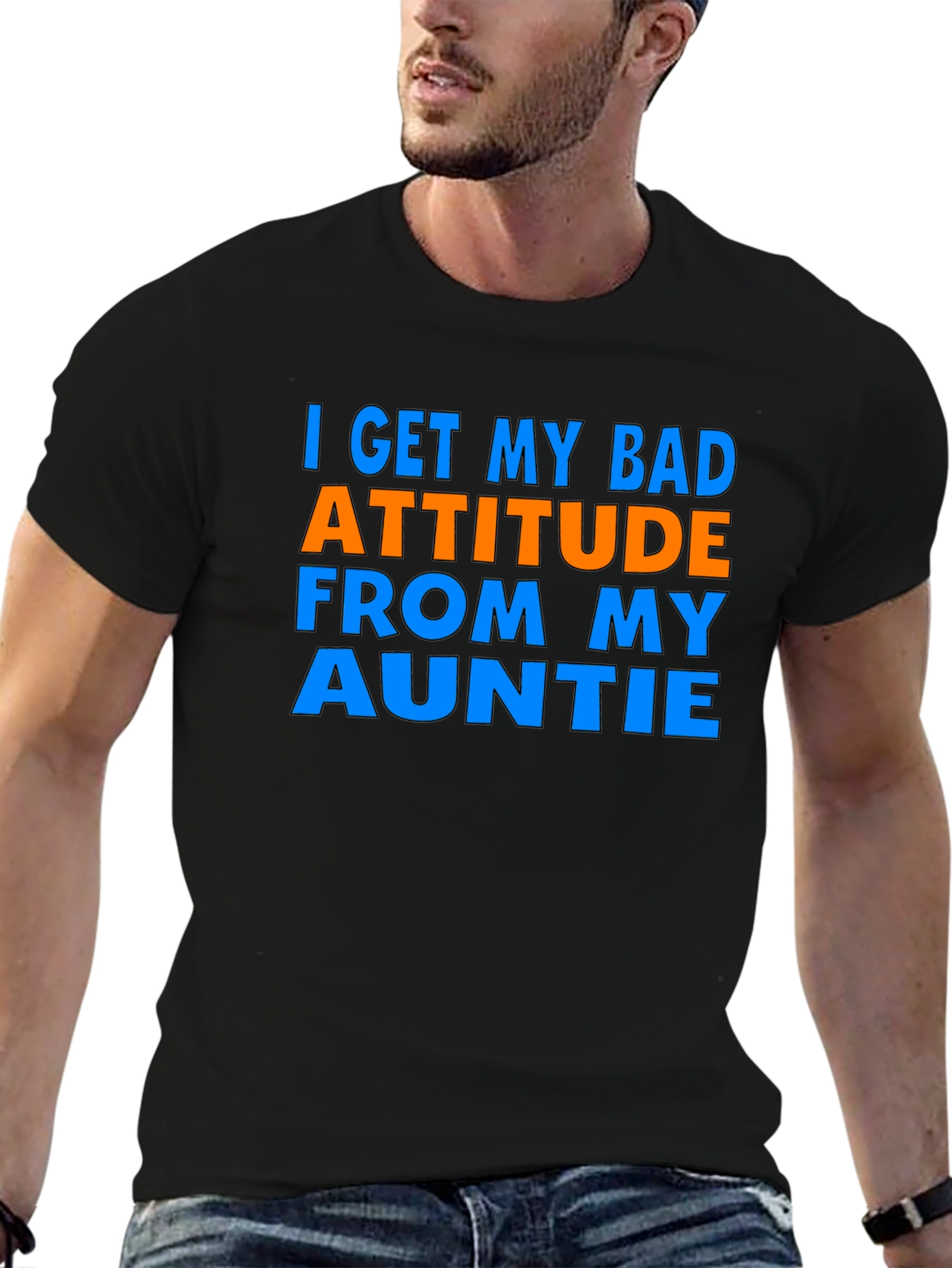 Black Bad Attitude Auntie T-Shirt - Sarcastic Novelty Tee view 6