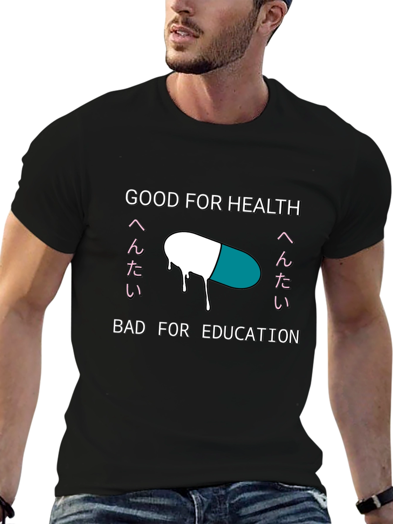 Black Good For Health Bad For Education T-Shirt view 6