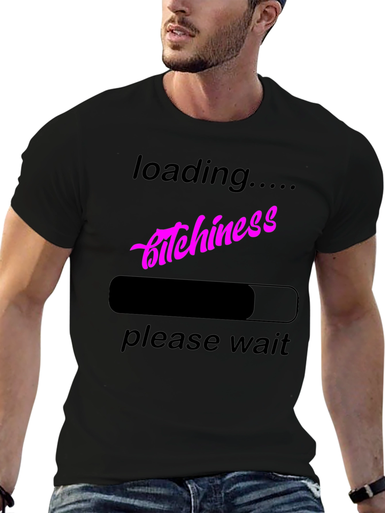 Black Loading Bitchiness T-Shirt, Funny Graphic Tee view 6