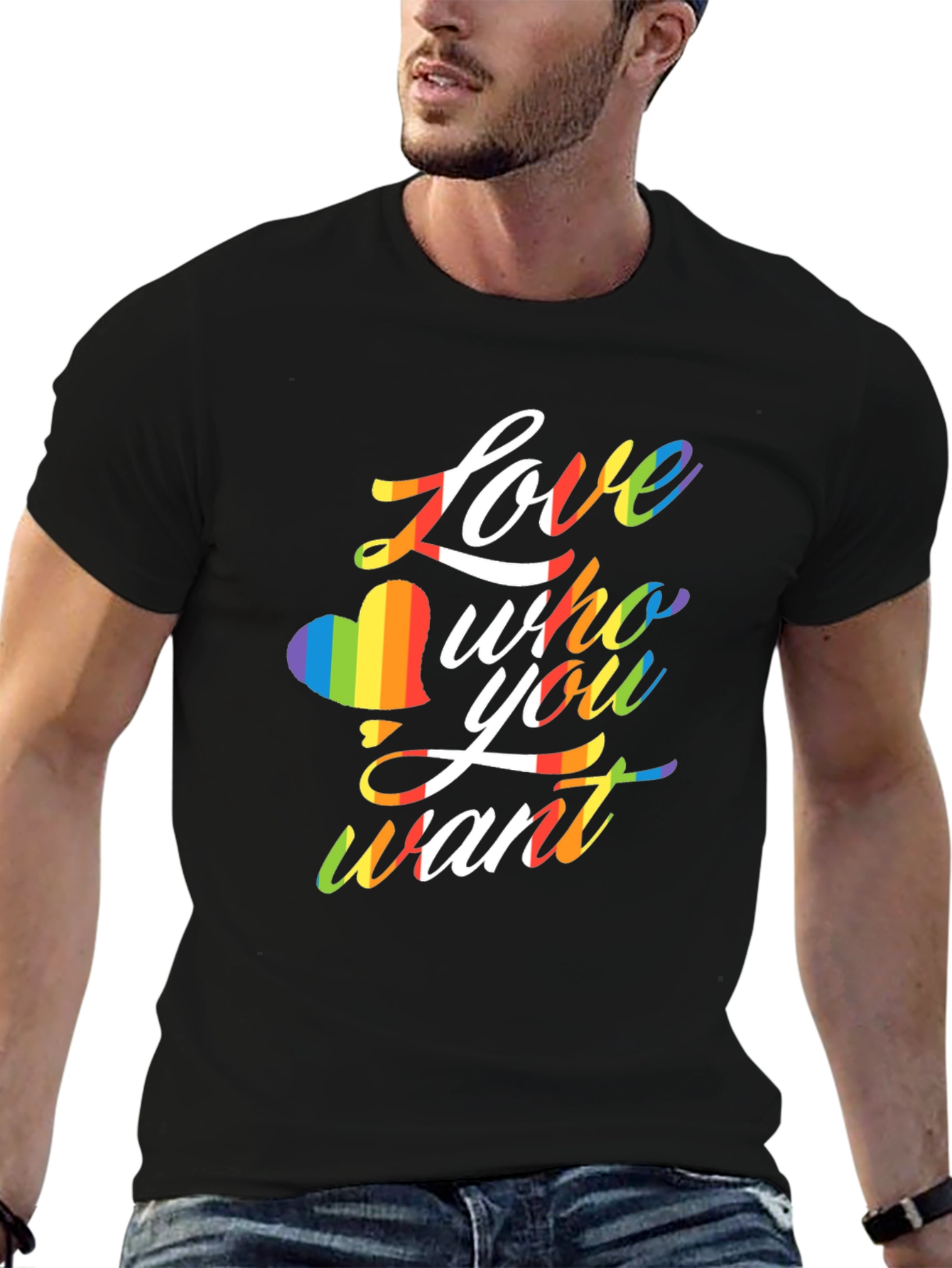 Black Love Who You Want LGBTQ Rainbow T-Shirt view 6