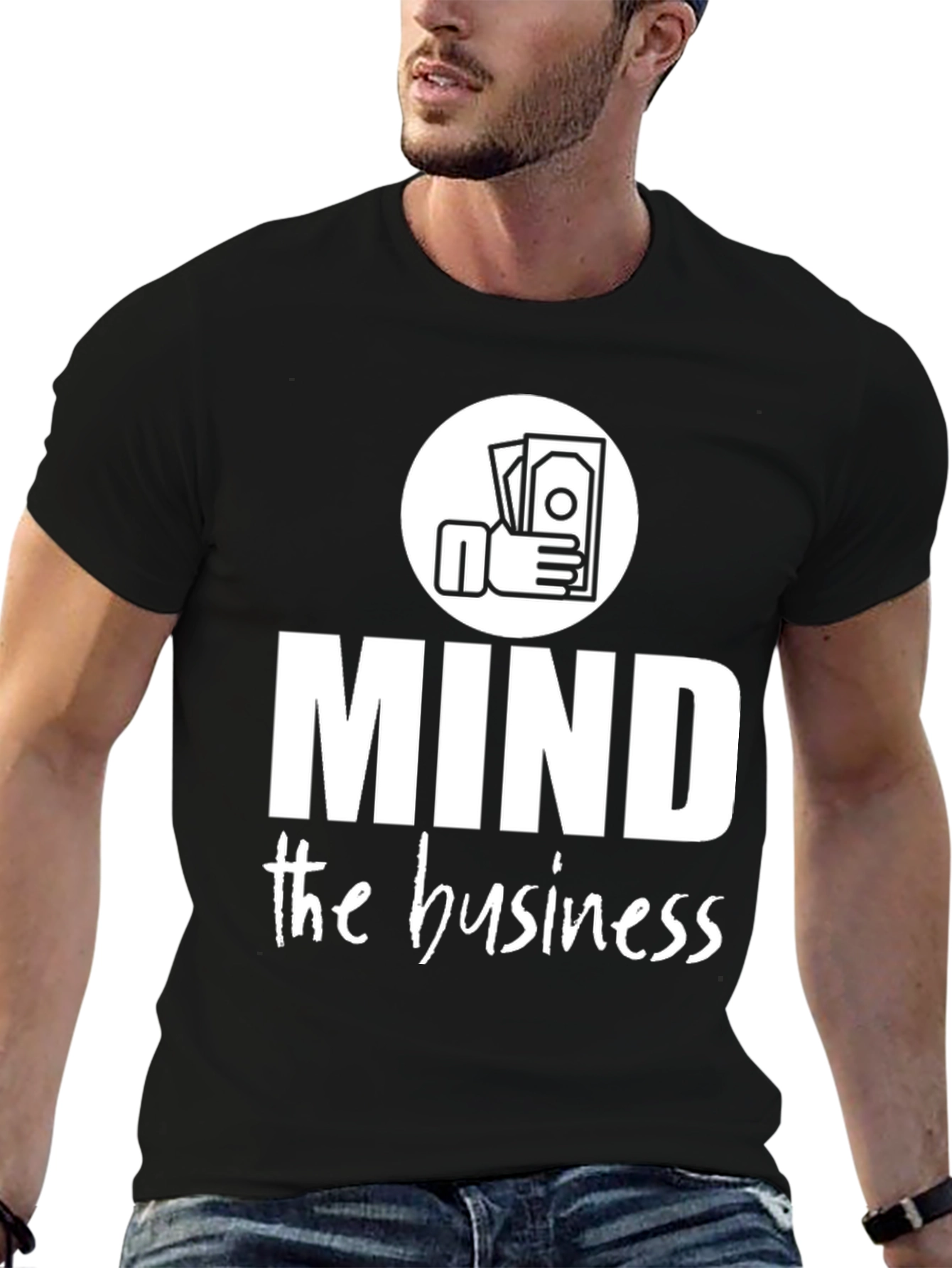 Black Mind the Business Graphic Tee - Black Cotton Shirt view 6