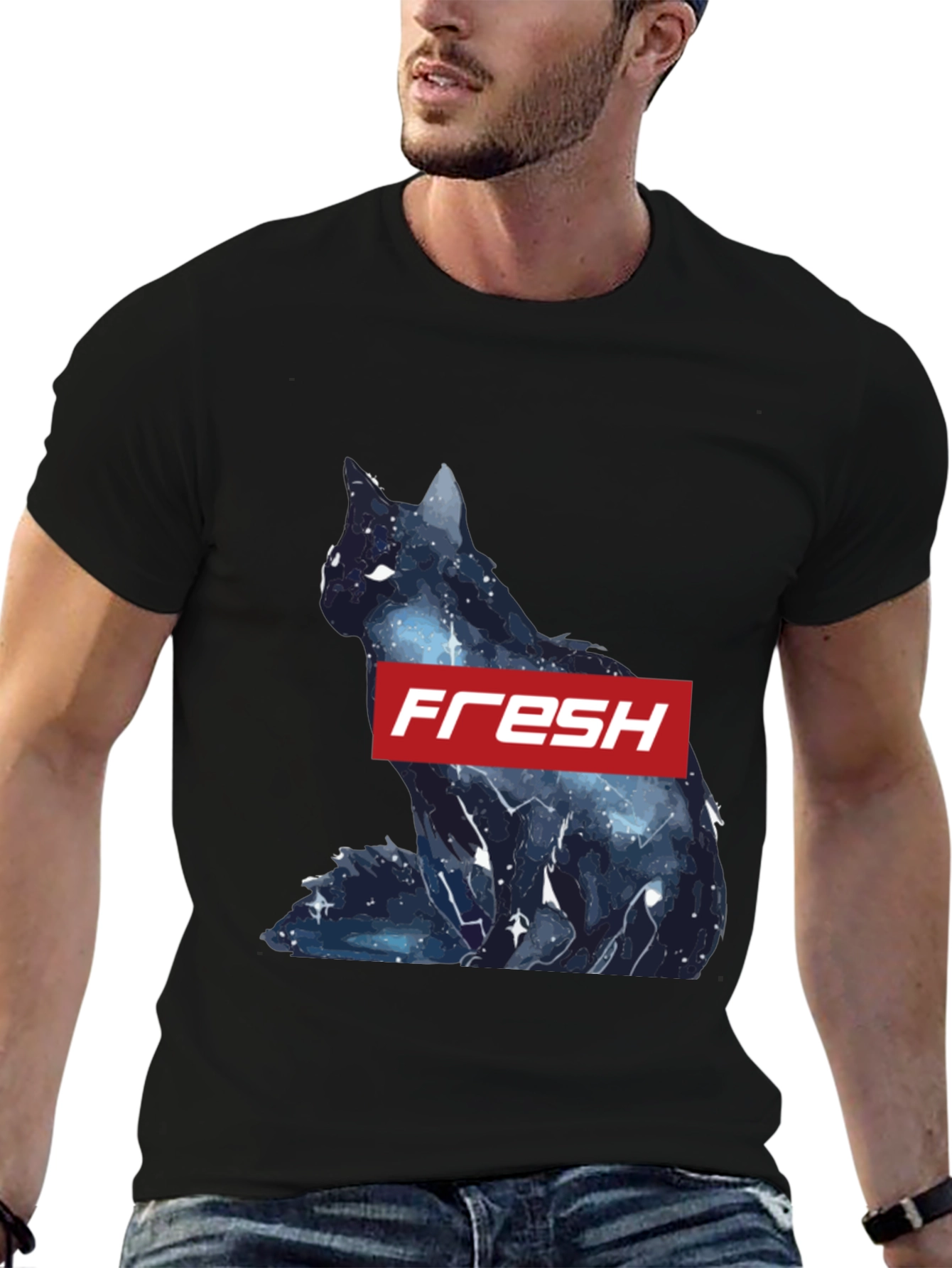 Fresh Galaxy Cat T-Shirt - Stylish Black Tee - 6