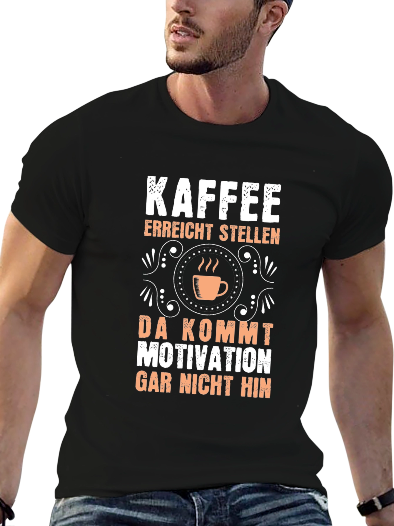 Black Kaffee Motivation T-Shirt - Funny Coffee Lover Tee view 6