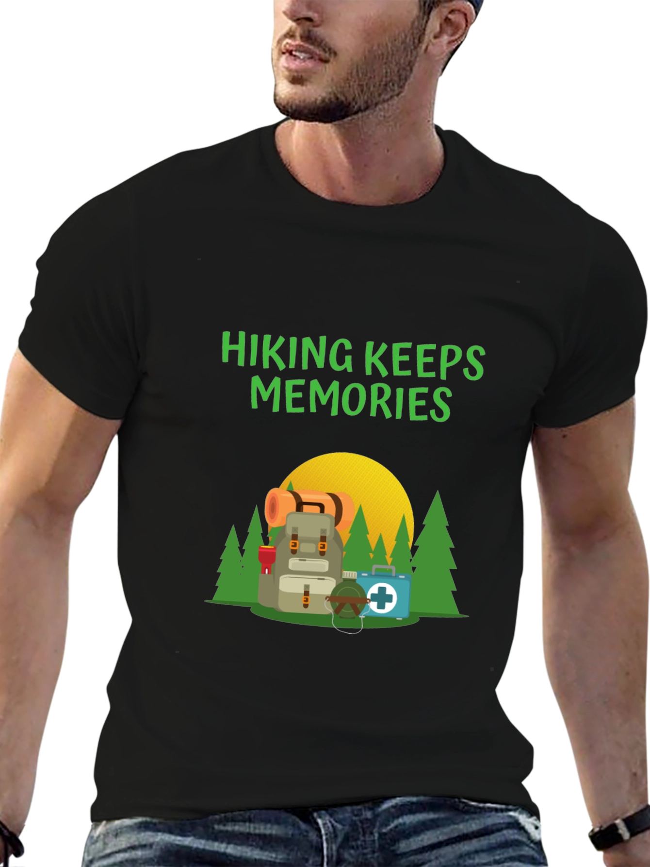 Black Hiking Keeps Memories Graphic T-Shirt view 6