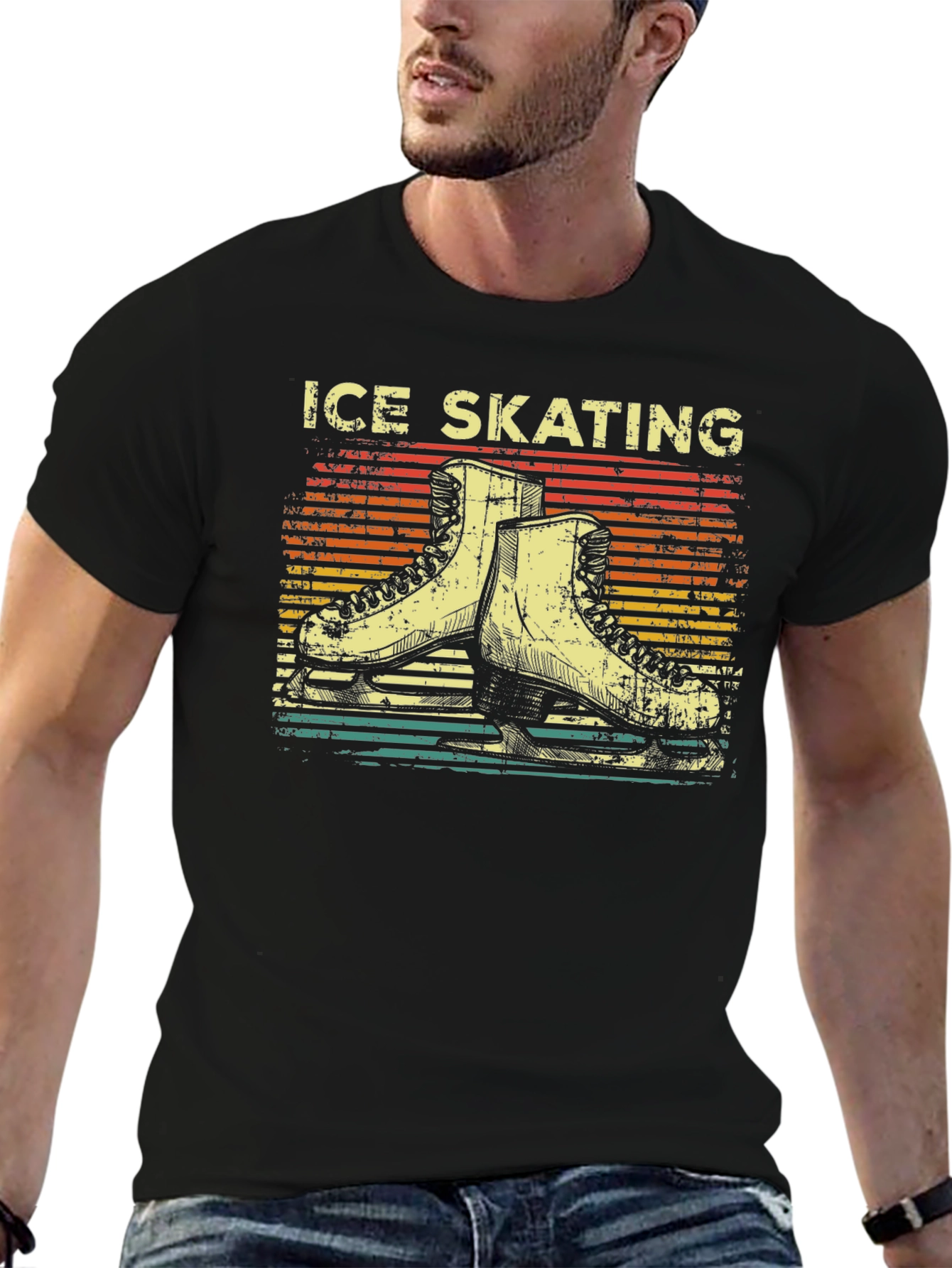 Black Retro Ice Skating T-Shirt view 6