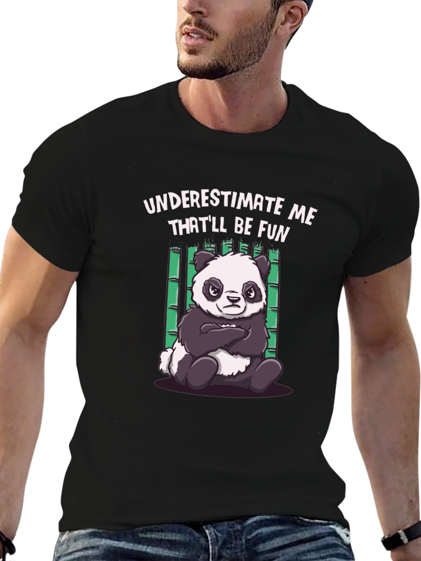 Black Funny Panda T-Shirt - Underestimate Me view 6