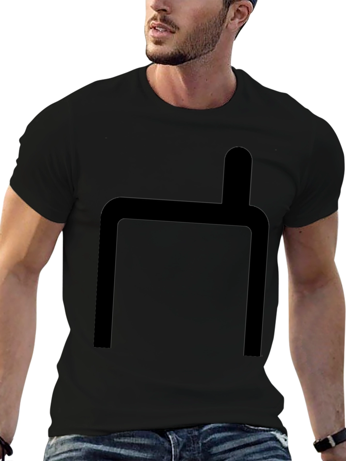Black Modern Graphic Black T-Shirt view 6