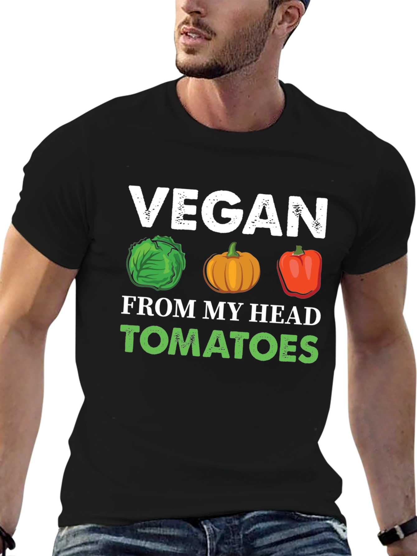 Black Vegan From My Head Tomatoes T-Shirt view 6