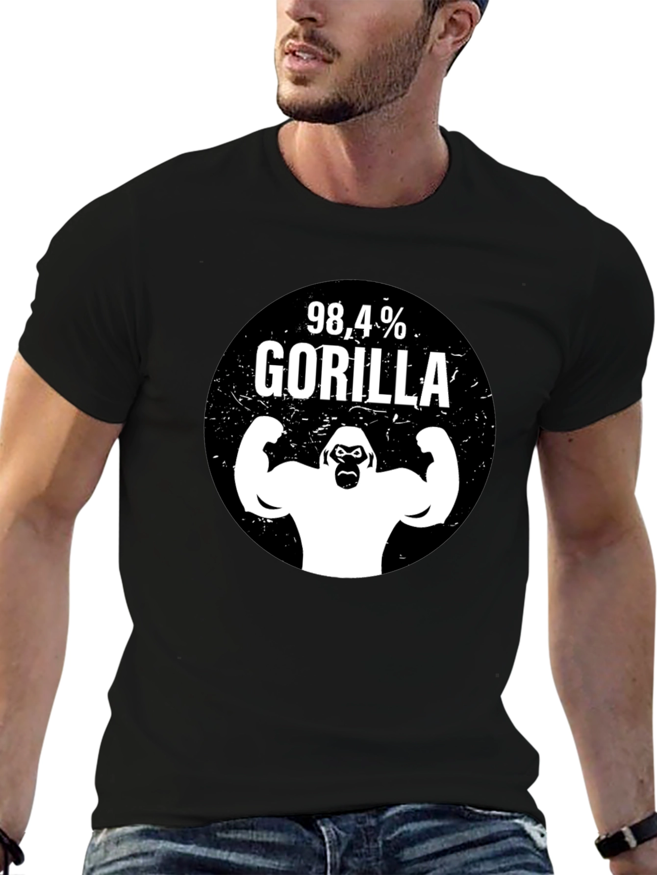 Black 98.4% Gorilla Black Graphic Tee view 6