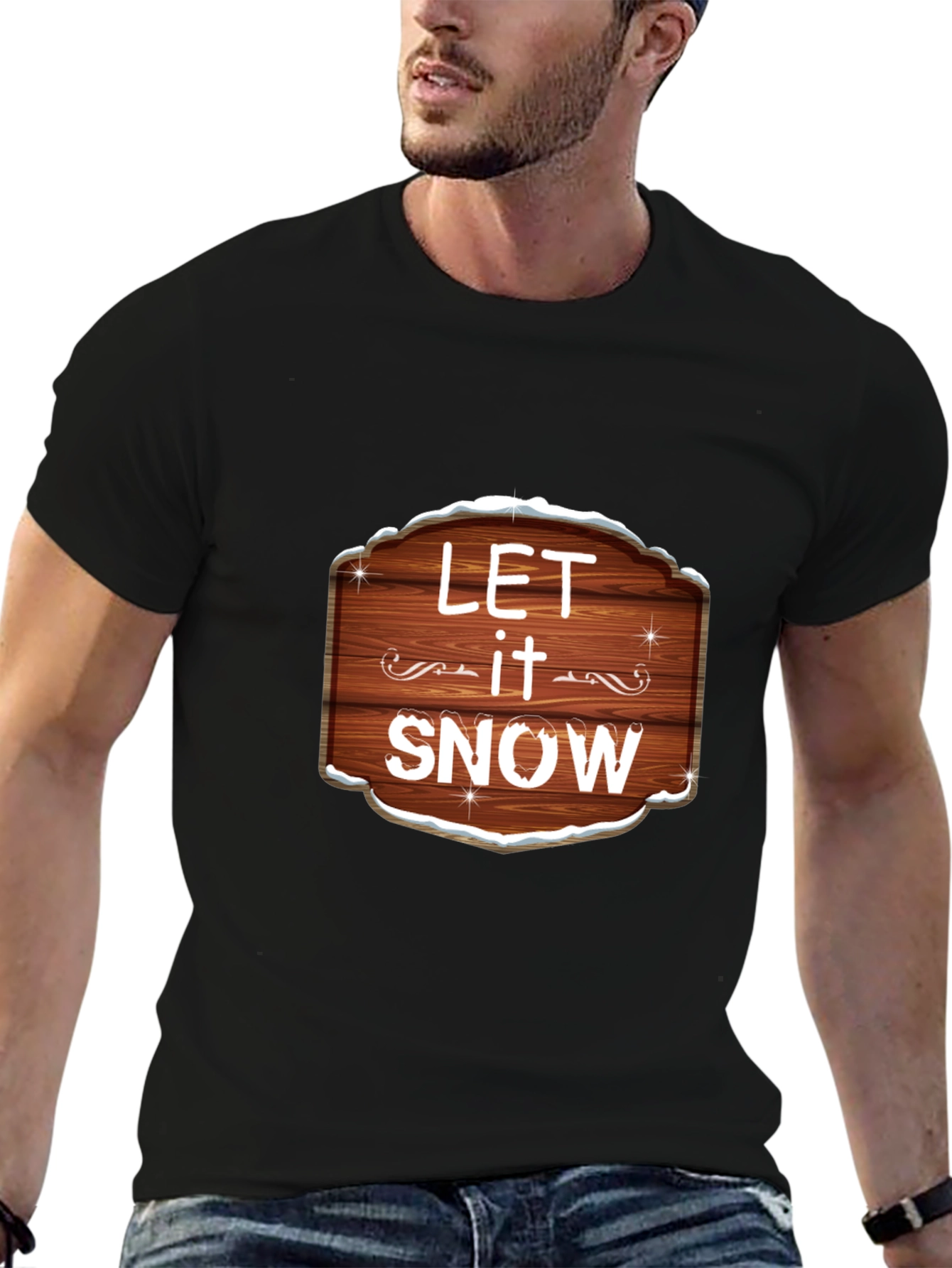 Black Let it Snow Graphic Tee - Festive Holiday Shirt view 6