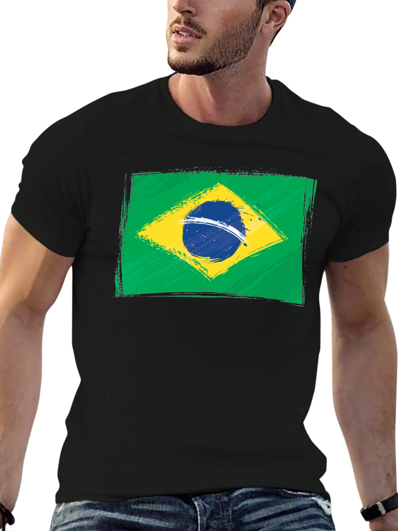 Black Brazil Flag Graphic T-Shirt - Black view 6