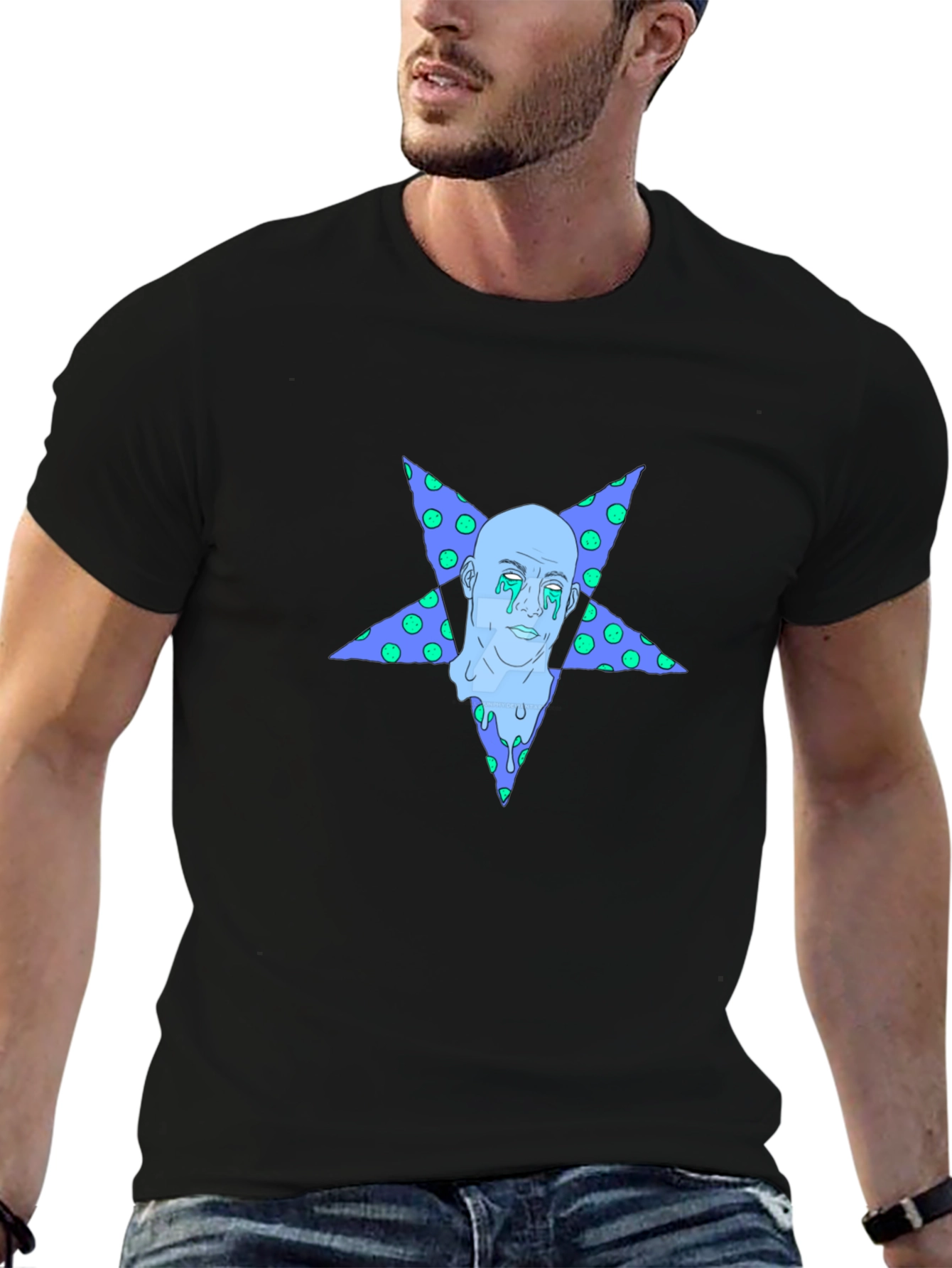 Black Starman Graphic Tee - Unique Men's Black T-Shirt view 6