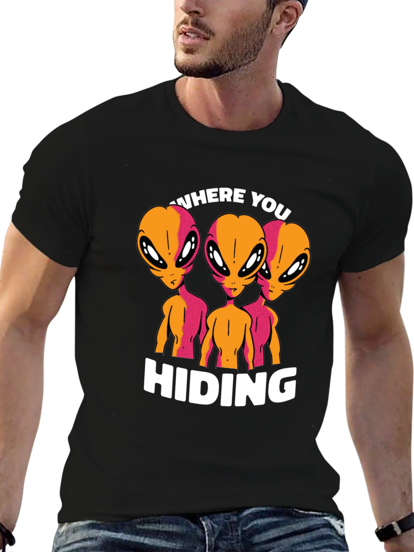 Black Alien Graphic T-Shirt - Where You Hiding? view 6