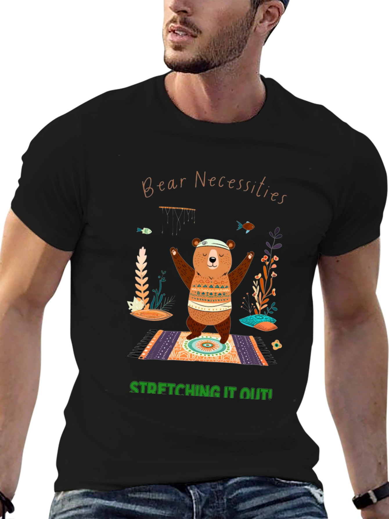 Black Bear Necessities T-Shirt - Stretching It Out view 6