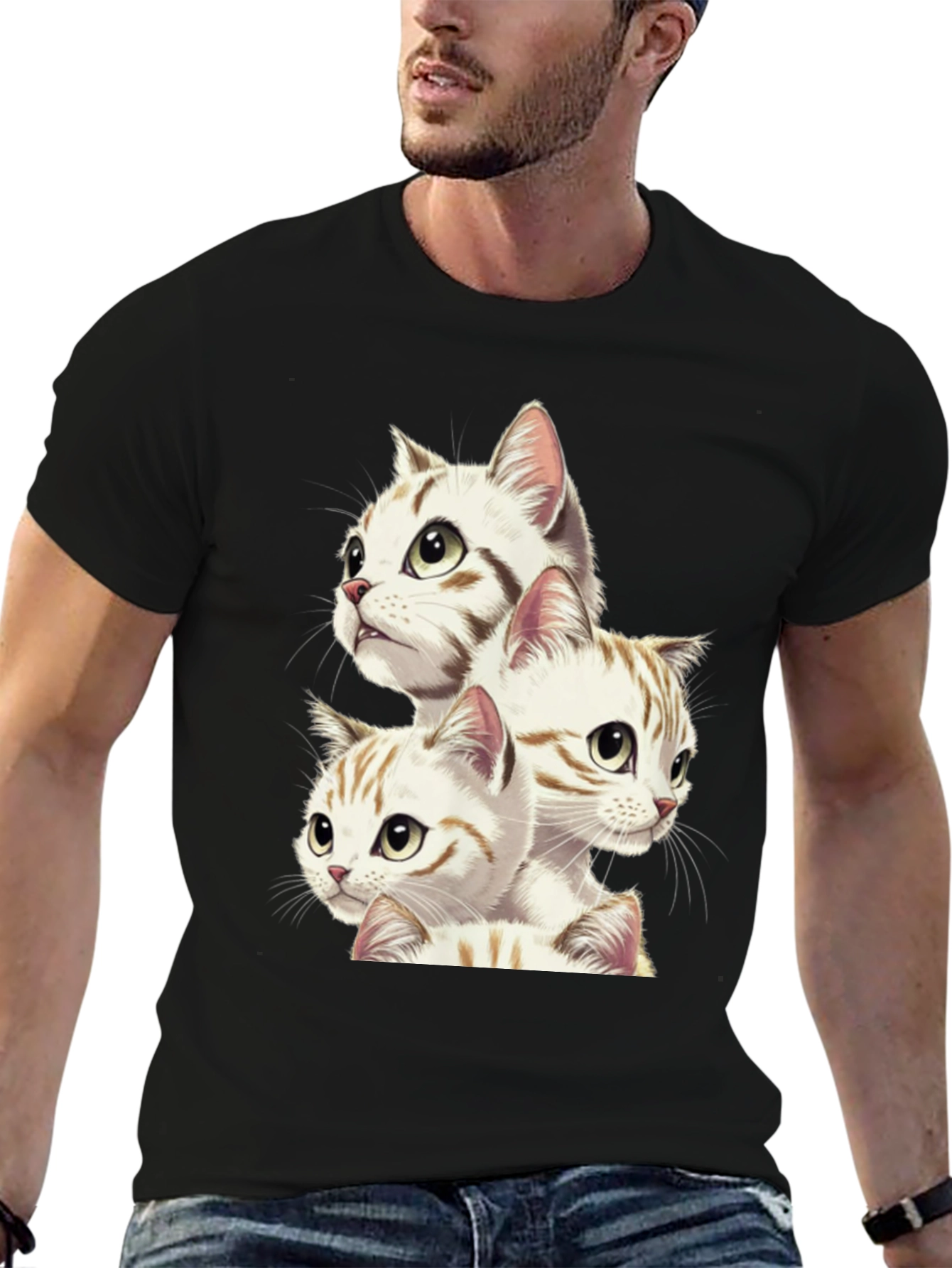 Black Cool Cats Graphic Tee - Purrfect Style! view 6