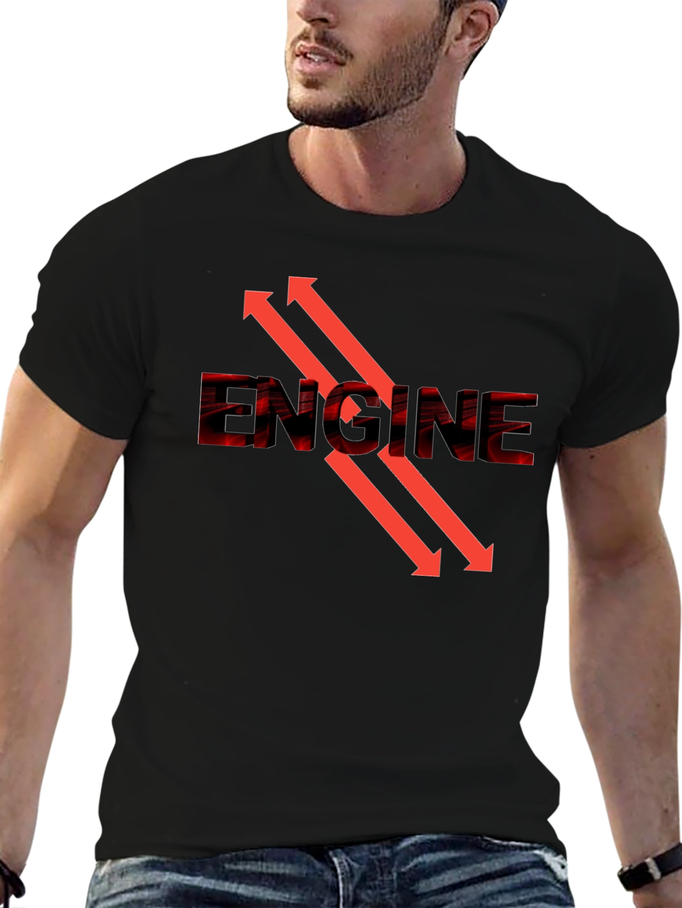 Black Engine Arrow Graphic Tee - Cool Automotive Design view 6
